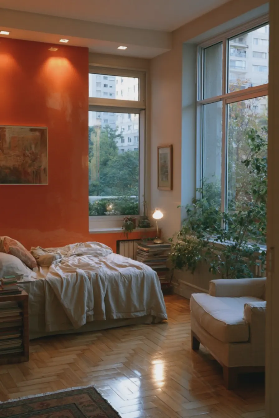 iluminacao-fria-e-parede-laranja-saturado-causando-sensacao-de-agitacao-noquarto Laranja no quarto: escolher o tom certo para dormir bem sem abrir mão do calor iluminacao-fria-e-parede-laranja-saturado-causando-sensacao-de-agitacao-noquarto Laranja no quarto: escolher o tom certo para dormir bem sem abrir mão do calor