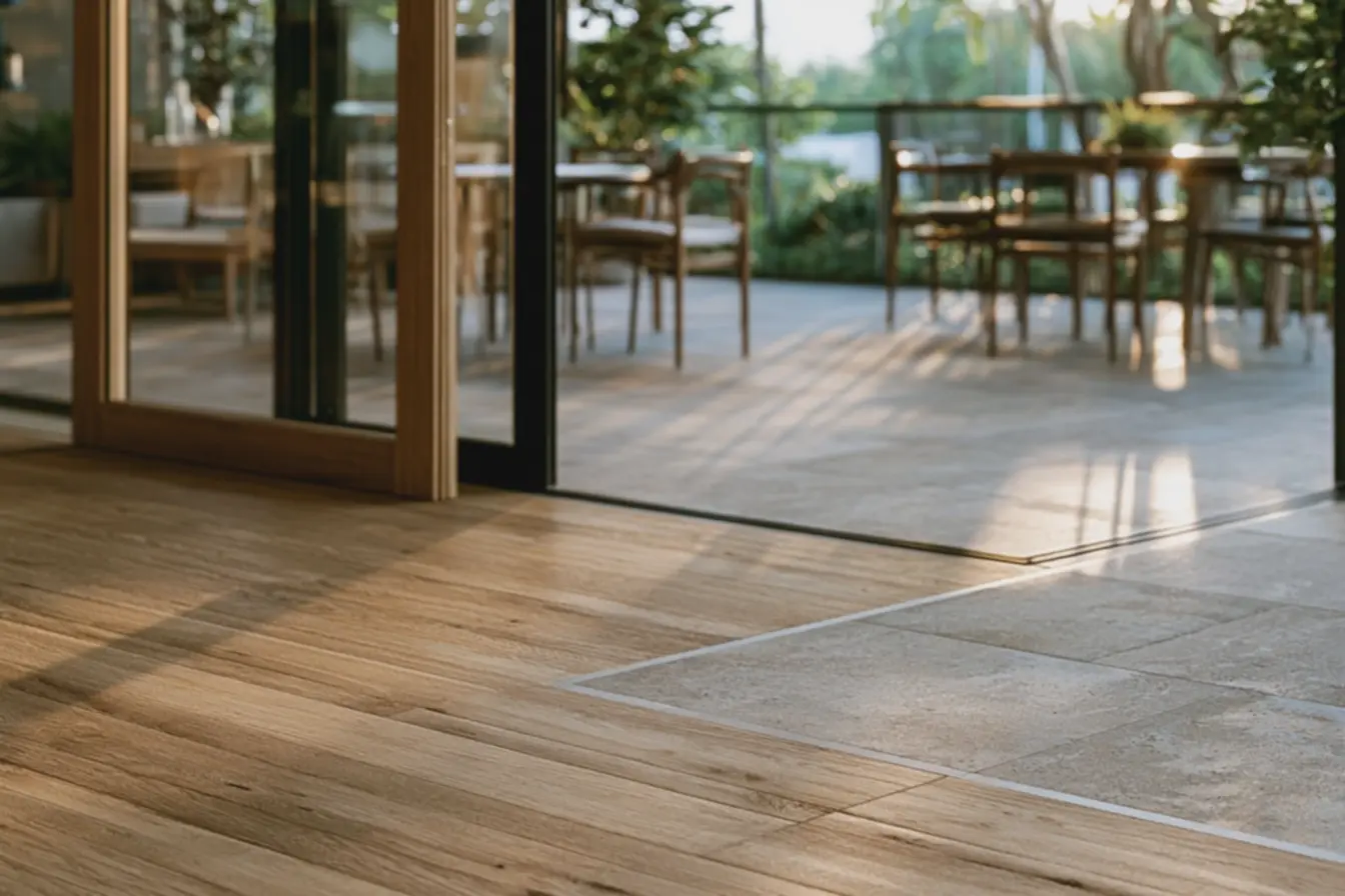 iluminacao-natural-do-entardecer-destacando-textura-suave-da-madeira-e-brilhomate-do-porcelanato-em-ambiente-integrado Transição de pisos: soluções para integrar ambientes sem quebrar a estética iluminacao-natural-do-entardecer-destacando-textura-suave-da-madeira-e-brilhomate-do-porcelanato-em-ambiente-integrado Transição de pisos: soluções para integrar ambientes sem quebrar a estética