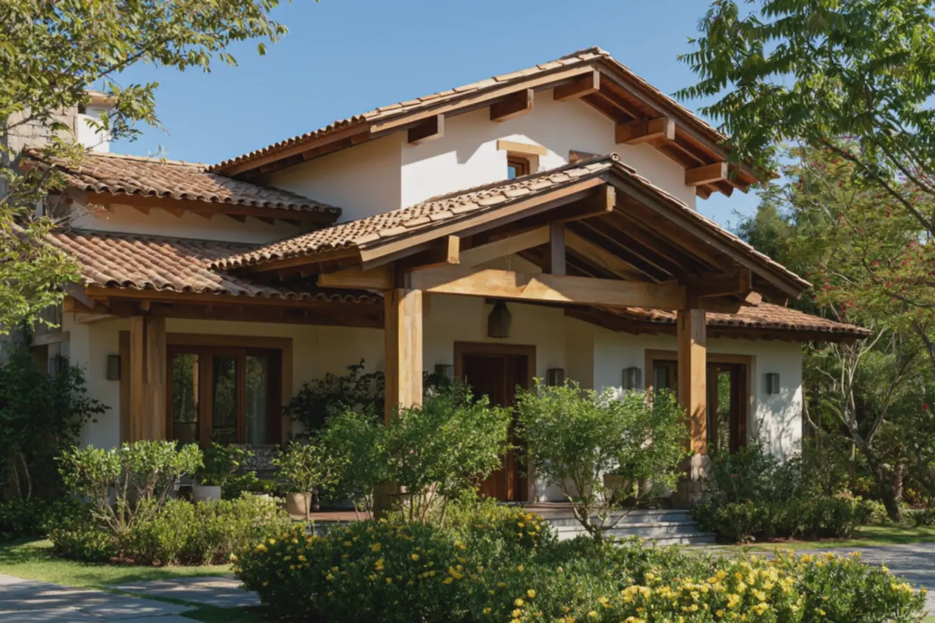 jardim-com-arbustos-verdes-e-flores-amarelas-valorizando-o-estilo-colonialrustico-e-acolhedor Fachadas, telhados e cores: combinações que valorizam casas estilo colonial simples jardim-com-arbustos-verdes-e-flores-amarelas-valorizando-o-estilo-colonialrustico-e-acolhedor Fachadas, telhados e cores: combinações que valorizam casas estilo colonial simples