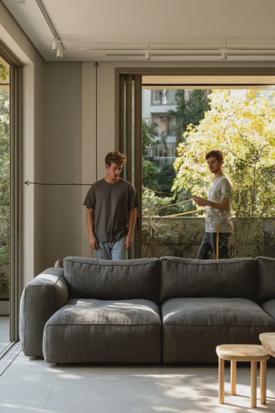 jovem-medindo-espaco-disponivel-em-sala-compacta-antes-de-comprar-sofa-europeu Móveis europeus em apartamentos brasileiros: ajuste de escala e proporções jovem-medindo-espaco-disponivel-em-sala-compacta-antes-de-comprar-sofa-europeu Móveis europeus em apartamentos brasileiros: ajuste de escala e proporções
