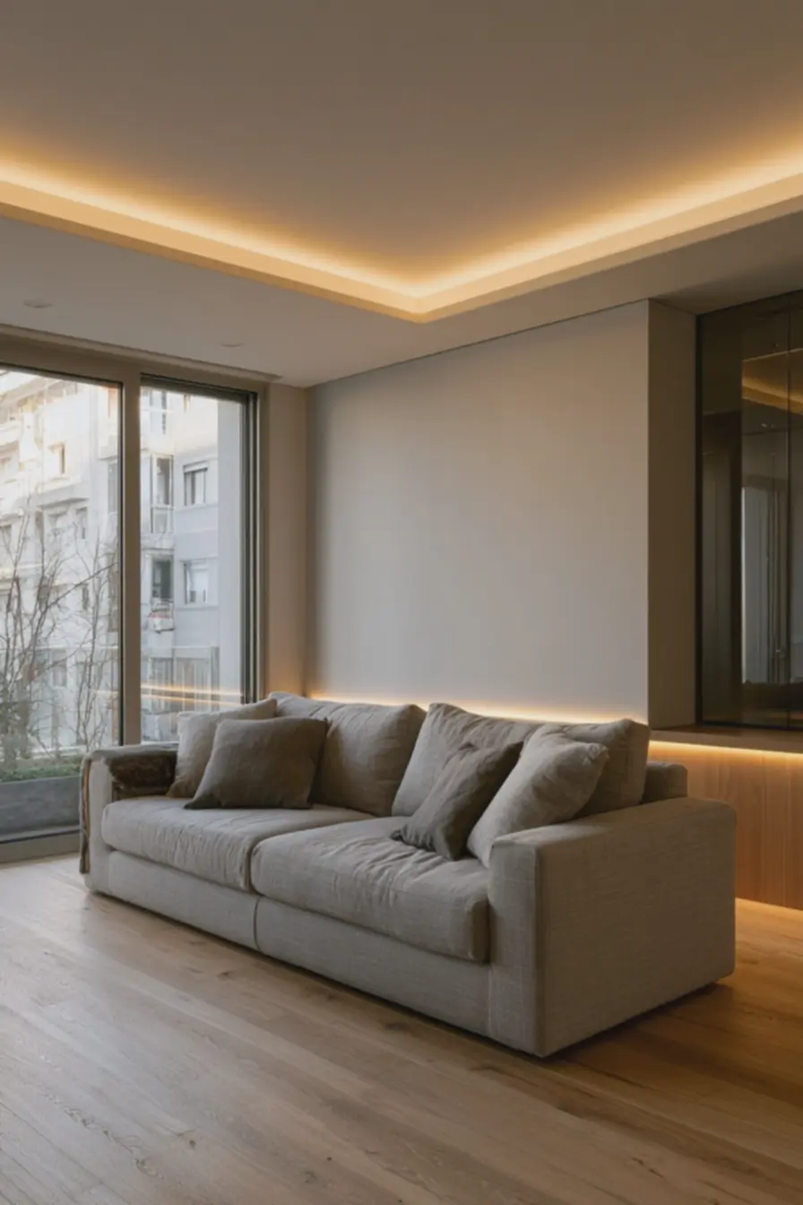led-embutido-no-rodape-atras-do-sofa-criando-sensacao-de-profundidade-emambiente-compacto Iluminação em camadas: onde instalar LEDs para ampliar ambientes pequenos led-embutido-no-rodape-atras-do-sofa-criando-sensacao-de-profundidade-emambiente-compacto Iluminação em camadas: onde instalar LEDs para ampliar ambientes pequenos