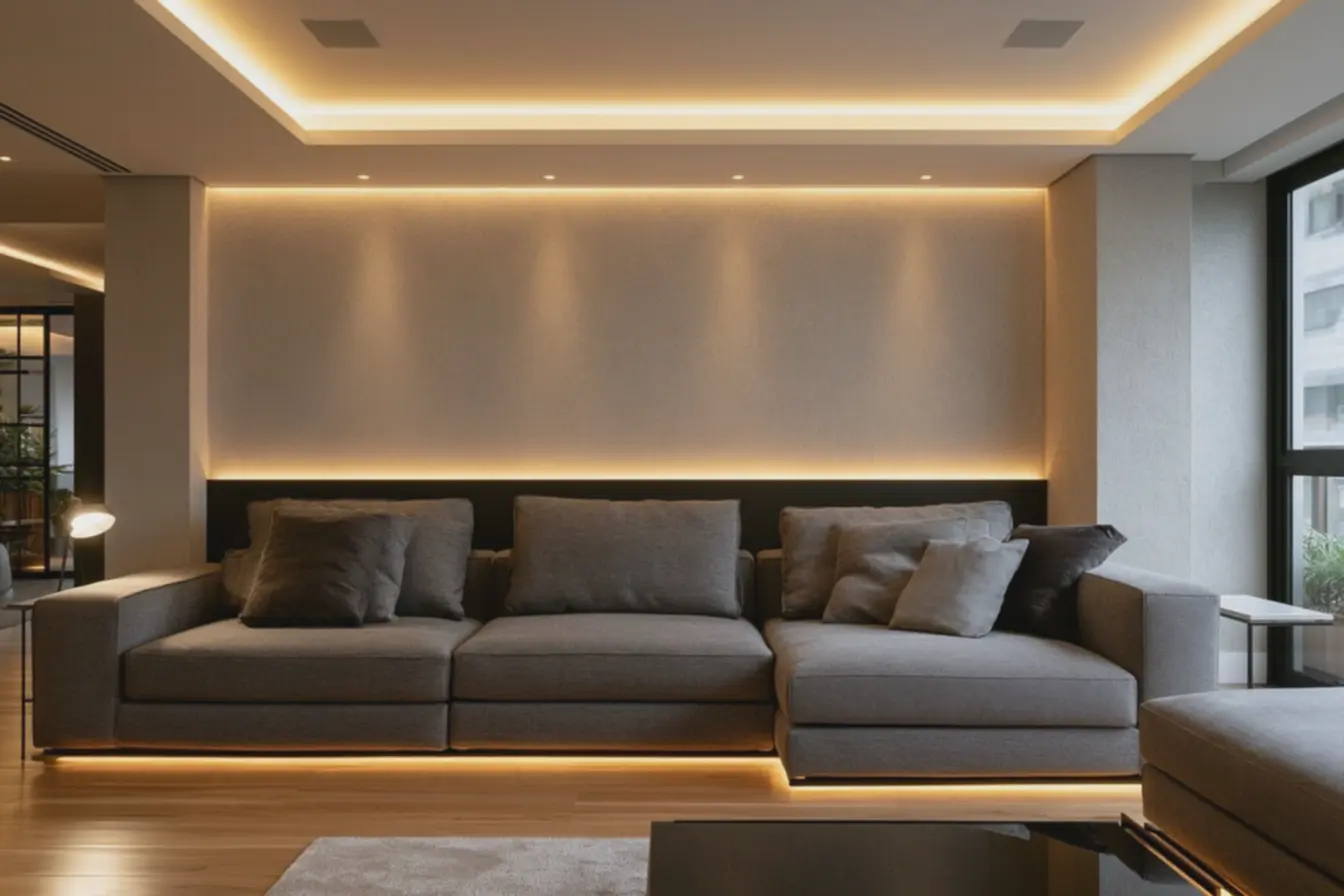 led-embutido-no-rodape-realcando-textura-da-parede-clara-em-espaco-pequenodecorado-com-sofa-cinza Iluminação em camadas: onde instalar LEDs para ampliar ambientes pequenos led-embutido-no-rodape-realcando-textura-da-parede-clara-em-espaco-pequenodecorado-com-sofa-cinza Iluminação em camadas: onde instalar LEDs para ampliar ambientes pequenos