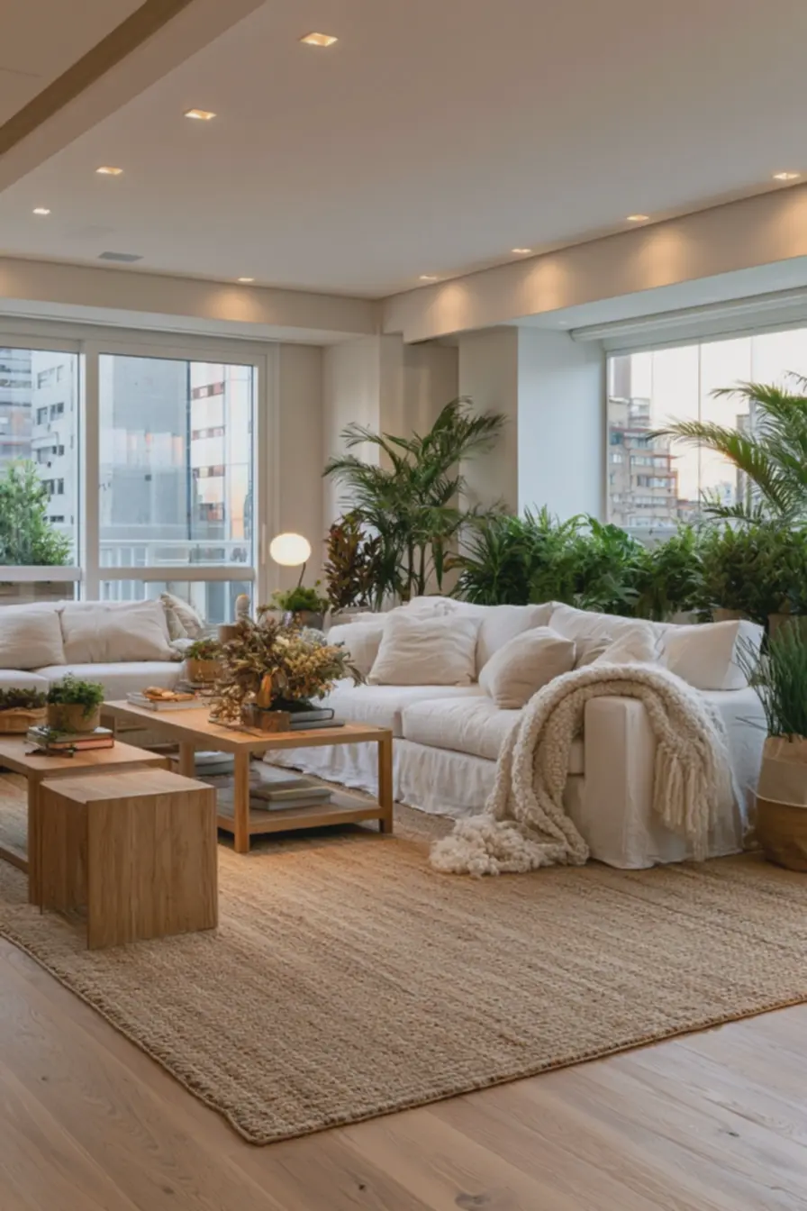 moveis-em-madeira-clara-e-sofa-branco-com-manta-de-la-criando-ambiente-acolhedor Madeira, juta e lã: combinações que aquecem o minimalismo moderno moveis-em-madeira-clara-e-sofa-branco-com-manta-de-la-criando-ambiente-acolhedor Madeira, juta e lã: combinações que aquecem o minimalismo moderno
