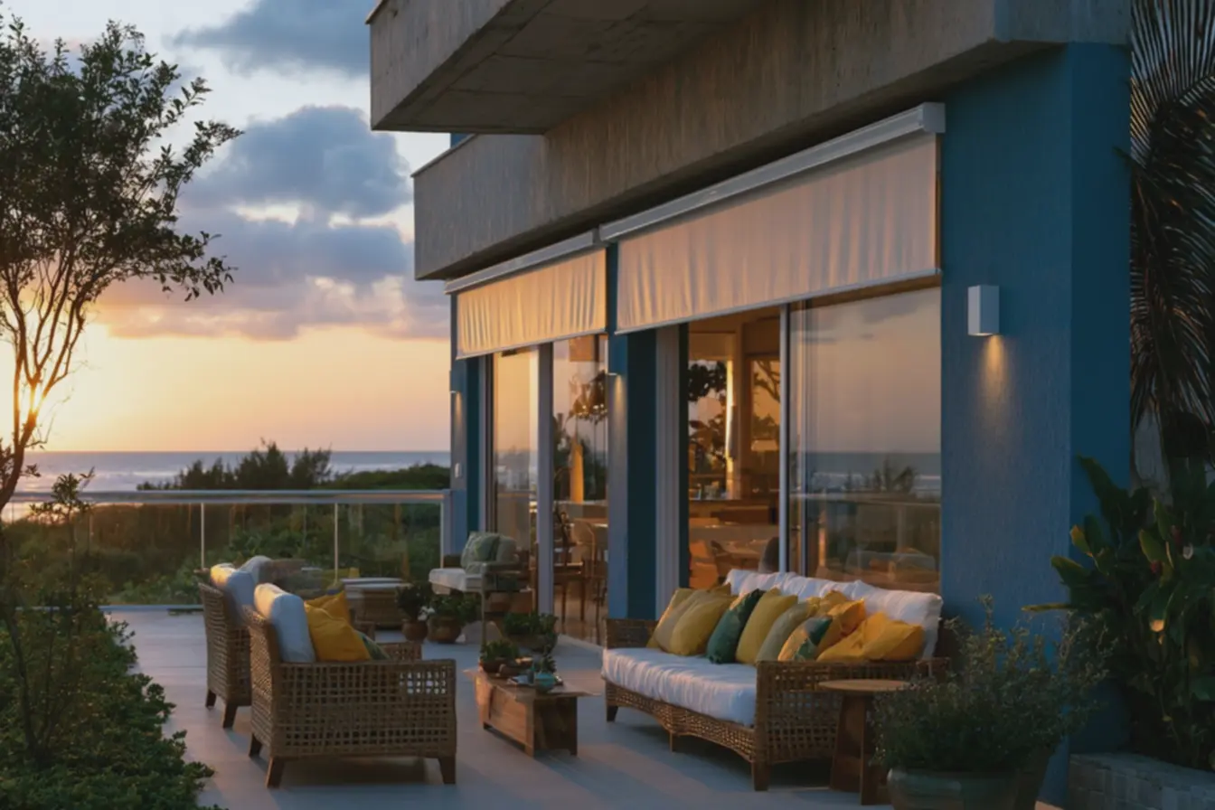 persiana-de-pvc-branco-na-varanda-externa-de-apartamento-com-vista-para-o-mar-aoentardecer Como decorar com persianas do jeito certo: As dicas que não te contam persiana-de-pvc-branco-na-varanda-externa-de-apartamento-com-vista-para-o-mar-aoentardecer Como decorar com persianas do jeito certo: As dicas que não te contam