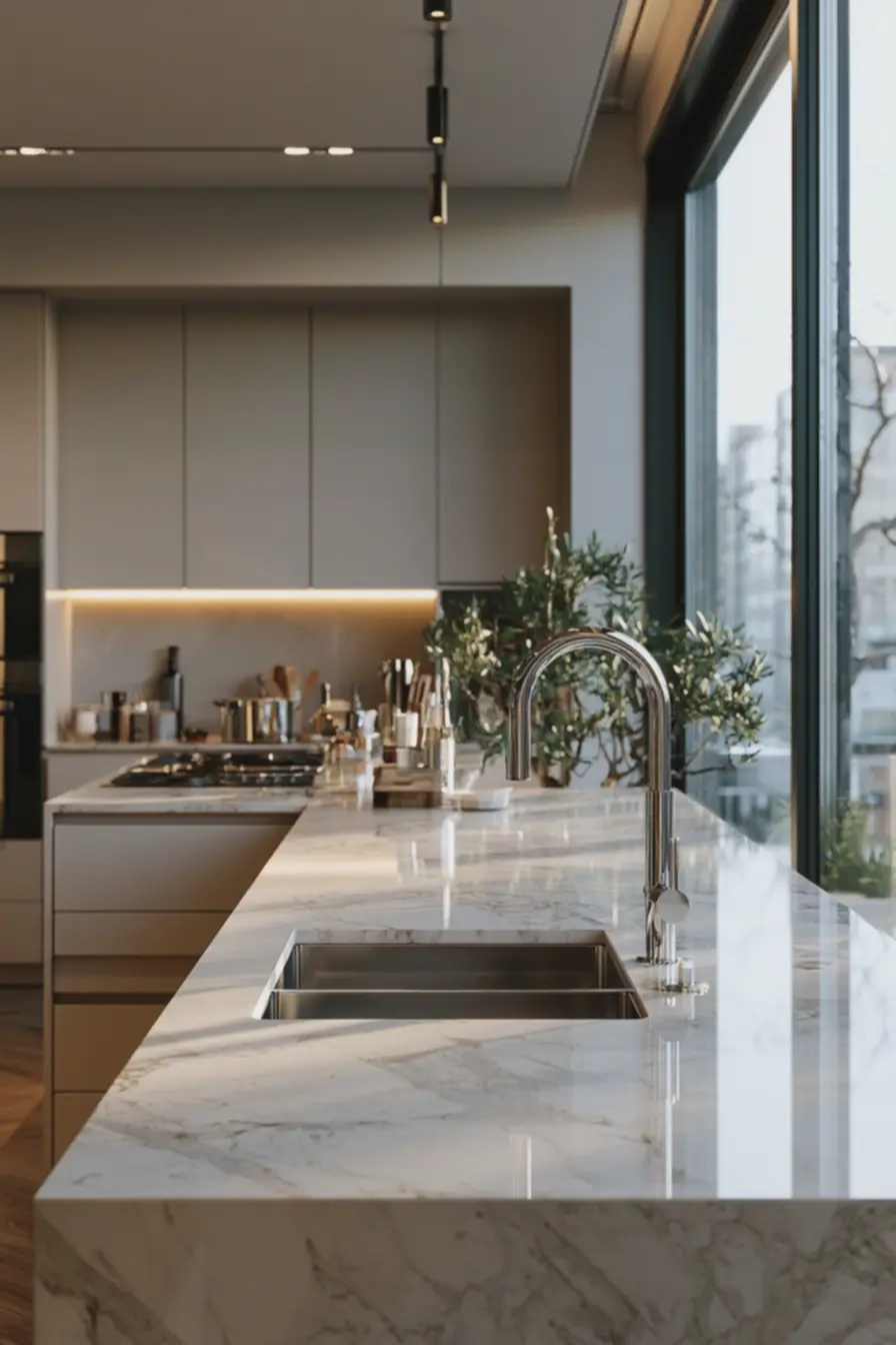pia-de-marmore-sintetico-branco-com-veios-suaves-em-cozinha-moderna-iluminadanaturalmente Pia de mármore sintético ou granito: qual combina melhor com sua cozinha? pia-de-marmore-sintetico-branco-com-veios-suaves-em-cozinha-moderna-iluminadanaturalmente Pia de mármore sintético ou granito: qual combina melhor com sua cozinha?