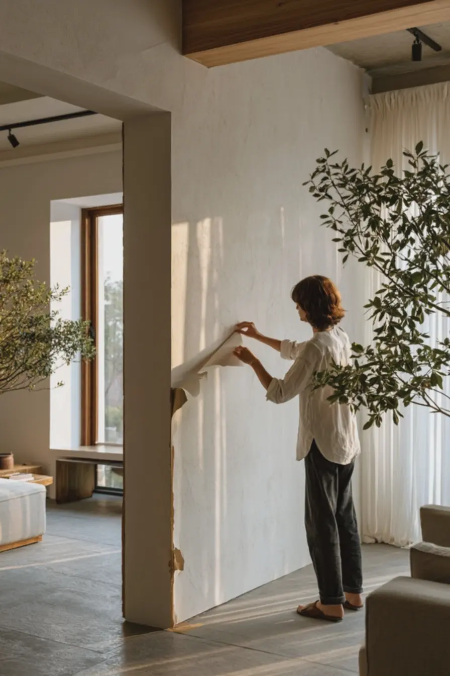posicionamento-de-adesivo-grande-em-parede-com-luz-solar-indireta-ambienteresidencial-simples-e-mobiliario-minimalista Paredes sem furar: soluções visuais para personalizar apartamento alugado posicionamento-de-adesivo-grande-em-parede-com-luz-solar-indireta-ambienteresidencial-simples-e-mobiliario-minimalista Paredes sem furar: soluções visuais para personalizar apartamento alugado