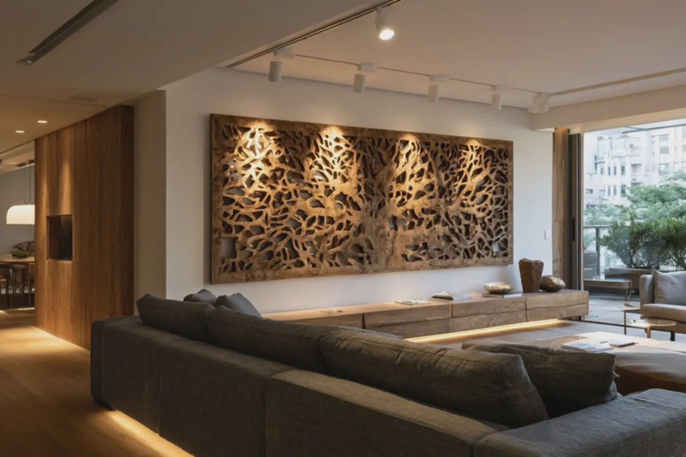 quadro-vazado-em-mdf-grande-em-sala-ampla-com-iluminacao-por-spots-em-trilho-noteto Iluminação ideal para quadros vazados em MDF: realce sem ofuscar quadro-vazado-em-mdf-grande-em-sala-ampla-com-iluminacao-por-spots-em-trilho-noteto Iluminação ideal para quadros vazados em MDF: realce sem ofuscar
