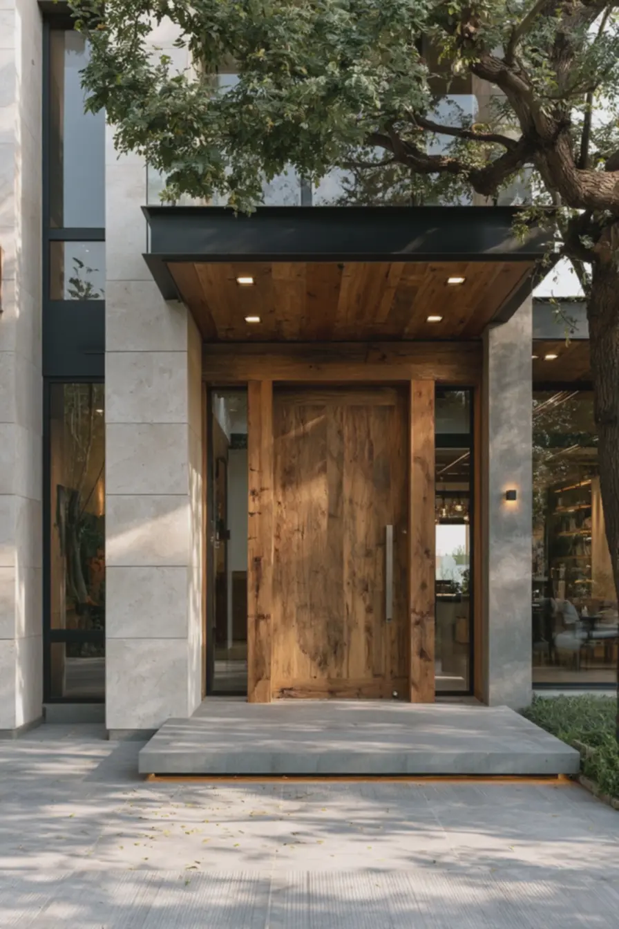 revestimento-em-ceramica-clara-fosca-com-juntas-finas-e-iluminacao-leddirecional-na-marquise-de-vidro Fachadas de casas modernas: ideias que mudam a cara da sua residência revestimento-em-ceramica-clara-fosca-com-juntas-finas-e-iluminacao-leddirecional-na-marquise-de-vidro Fachadas de casas modernas: ideias que mudam a cara da sua residência