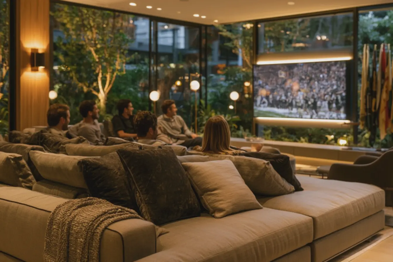 sala-de-alto-padrao-transformada-em-palco-de-torcida-vibrante-com-sofa-elegantee-almofadas-firmes Iluminação, almofadas e detalhes que viram clima de torcida em casa sala-de-alto-padrao-transformada-em-palco-de-torcida-vibrante-com-sofa-elegantee-almofadas-firmes Iluminação, almofadas e detalhes que viram clima de torcida em casa