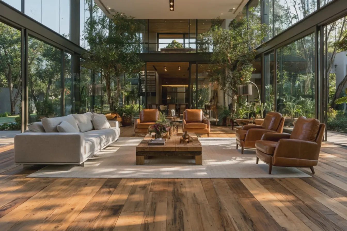 sala-de-estar-ampla-com-piso-de-madeira-natural-em-grandes-tabuas-retangulares Tamanho e acabamento do piso: escolha que alarga ou aperta cada ambiente sala-de-estar-ampla-com-piso-de-madeira-natural-em-grandes-tabuas-retangulares Tamanho e acabamento do piso: escolha que alarga ou aperta cada ambiente