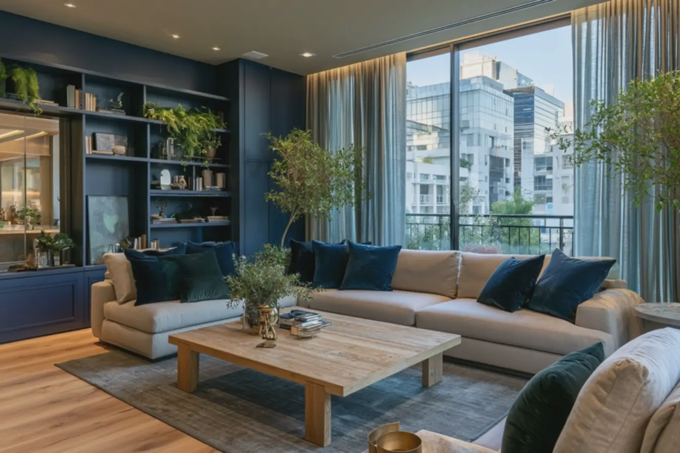 sala-de-estar-com-parede-azul-marinho-fosco-e-moveis-embutidos-em-azul-ambienteiluminado-por-luz-natural-de-manha Decorar com tons de azul: o detalhe que muda o clima da sua casa para sempre sala-de-estar-com-parede-azul-marinho-fosco-e-moveis-embutidos-em-azul-ambienteiluminado-por-luz-natural-de-manha Decorar com tons de azul: o detalhe que muda o clima da sua casa para sempre