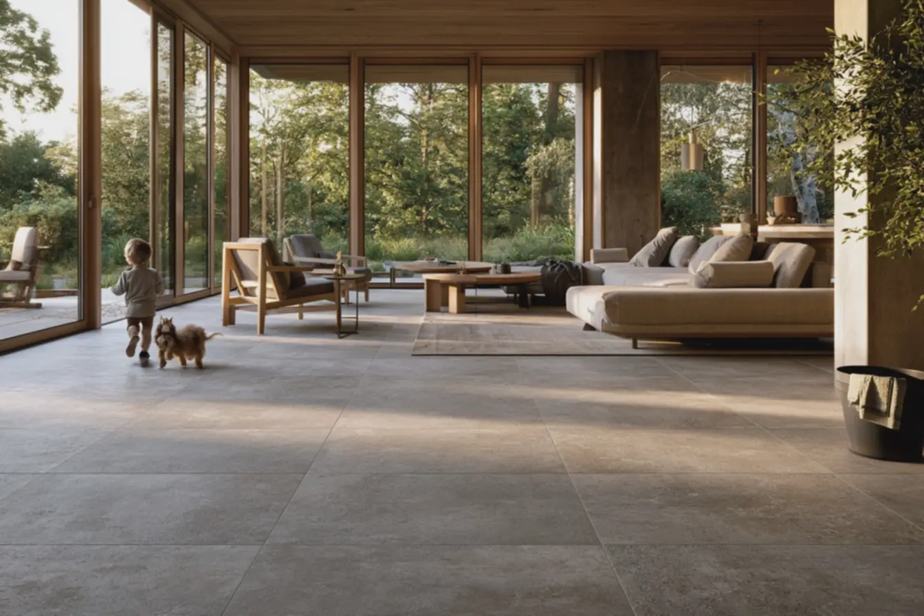 sala-de-estar-com-piso-porcelanato-fosco-cinza-claro-e-placas-grandes Piso ideal para cada ambiente: o que ninguém revela para acertar na escolha sala-de-estar-com-piso-porcelanato-fosco-cinza-claro-e-placas-grandes Piso ideal para cada ambiente: o que ninguém revela para acertar na escolha