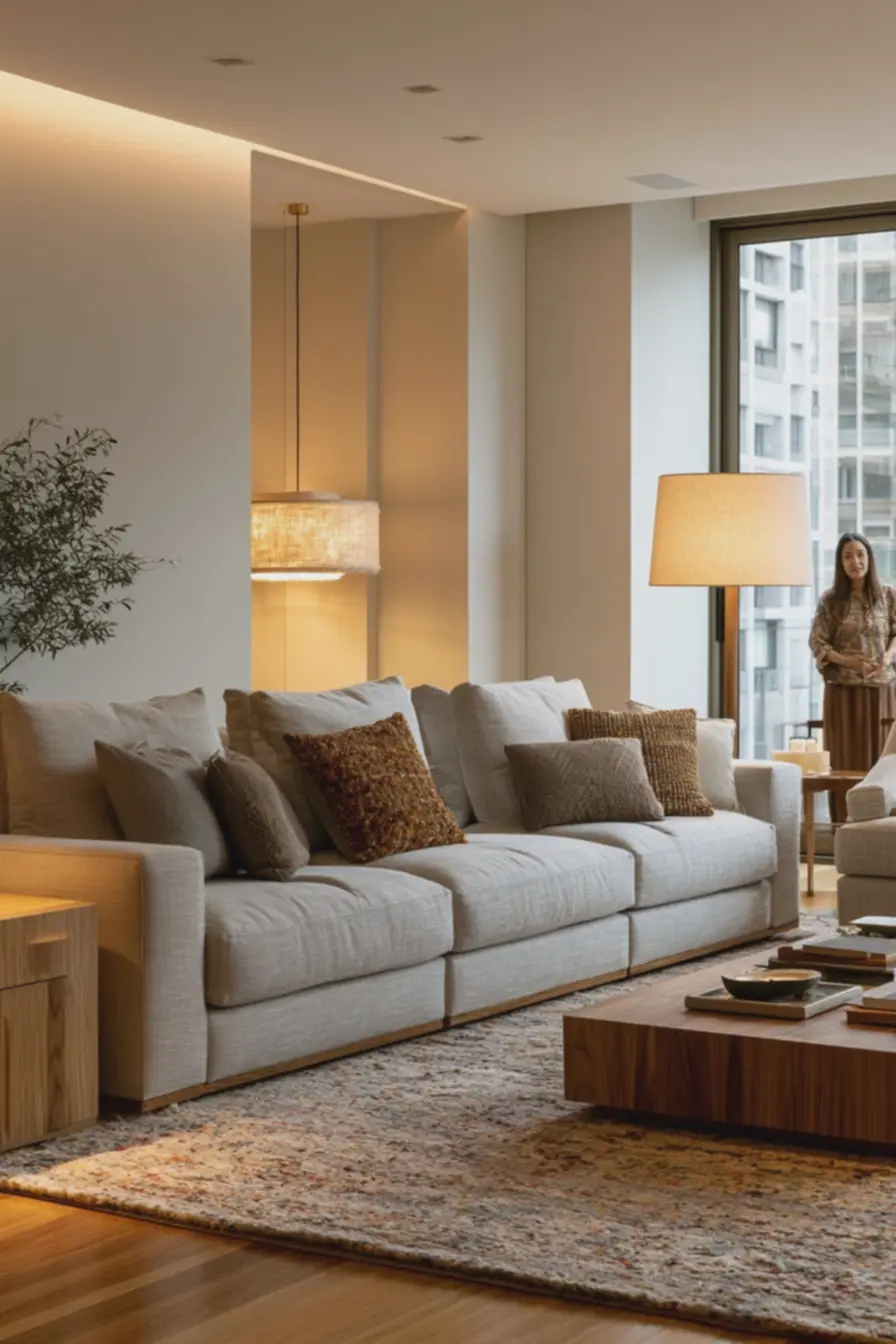 sala-de-estar-com-sofa-afastado-da-parede-valorizando-a-circulacao-e-iluminacaonatural Quando deslocar o sofá do muro melhora a circulação e a sensação de espaço sala-de-estar-com-sofa-afastado-da-parede-valorizando-a-circulacao-e-iluminacaonatural Quando deslocar o sofá do muro melhora a circulação e a sensação de espaço