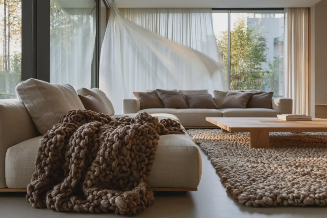 sala-de-estar-contemporanea-com-manta-grossa-de-la-em-tons-terra-sobre-sofa-delinho-claro-para-aquecimento Mantas, tapetes e cortinas: combinações que aquecem a casa no frio sala-de-estar-contemporanea-com-manta-grossa-de-la-em-tons-terra-sobre-sofa-delinho-claro-para-aquecimento Mantas, tapetes e cortinas: combinações que aquecem a casa no frio