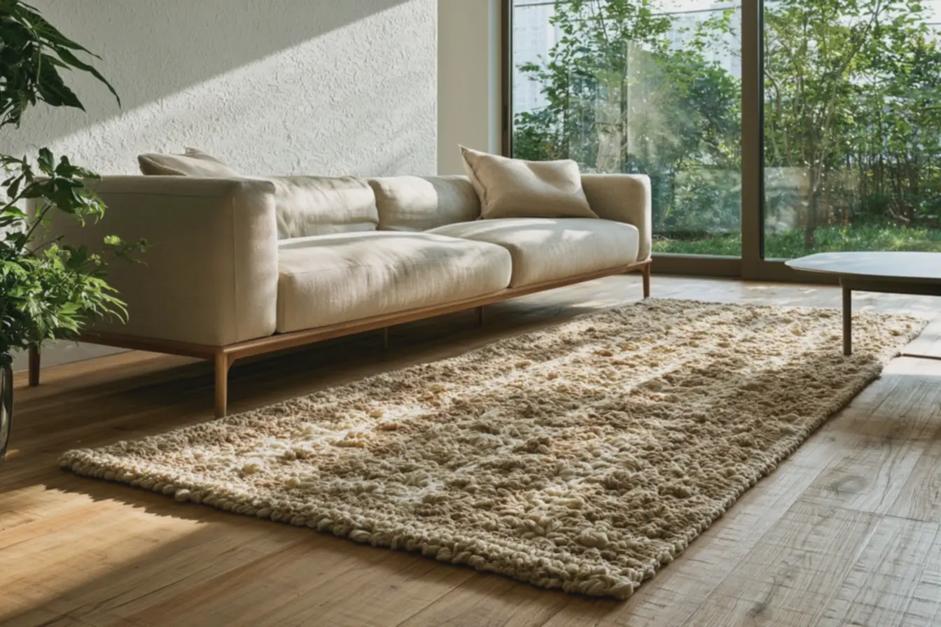 sala-de-estar-elegante-com-tapete-de-croche-espesso-e-sofa-bege-com-todos-os-pessobre-o-tapete Quando o tapete de crochê deve ficar sob móveis — regras de proporção e efeito visual sala-de-estar-elegante-com-tapete-de-croche-espesso-e-sofa-bege-com-todos-os-pessobre-o-tapete Quando o tapete de crochê deve ficar sob móveis — regras de proporção e efeito visual