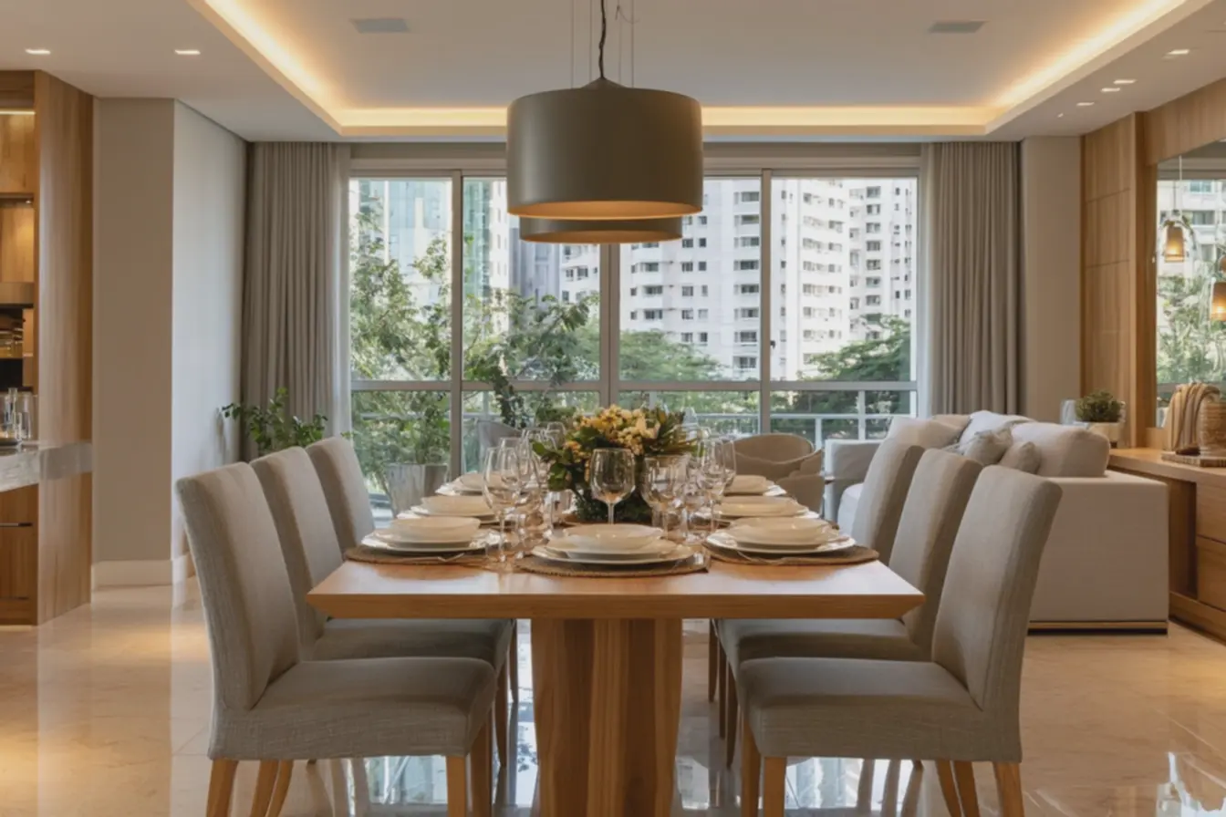 sala-de-jantar-moderna-com-luminaria-pendente-preta-fosca-e-mesa-de-madeiraclara Os melhores modelos de luminária pendente para decoração sala-de-jantar-moderna-com-luminaria-pendente-preta-fosca-e-mesa-de-madeiraclara Os melhores modelos de luminária pendente para decoração