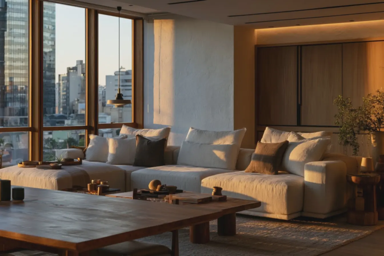 sala-de-jantar-multifuncional-com-sofa-modular-de-linho-e-mesa-extensivel-demadeira-nogueira Móveis multifuncionais com estética autoral: escolhas para morar com menos e melhor sala-de-jantar-multifuncional-com-sofa-modular-de-linho-e-mesa-extensivel-demadeira-nogueira Móveis multifuncionais com estética autoral: escolhas para morar com menos e melhor