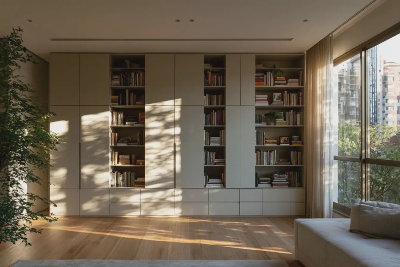 sala-multifuncional-com-moveis-modulares-claros-e-minimalistas-alinhados-emparede-principal-apartamento-urbano Móveis modulares e soluções empilháveis para espaços flexíveis e elegantes sala-multifuncional-com-moveis-modulares-claros-e-minimalistas-alinhados-emparede-principal-apartamento-urbano Móveis modulares e soluções empilháveis para espaços flexíveis e elegantes