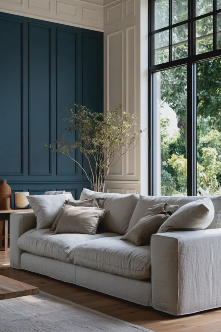 sofa-cinza-claro-alinhado-a-parede-de-destaque-azul-com-moldura-branca-em-salailuminada-por-luz-natural-suave Parede de destaque com moldura: bordas e painéis que valorizam a cor sofa-cinza-claro-alinhado-a-parede-de-destaque-azul-com-moldura-branca-em-salailuminada-por-luz-natural-suave Parede de destaque com moldura: bordas e painéis que valorizam a cor