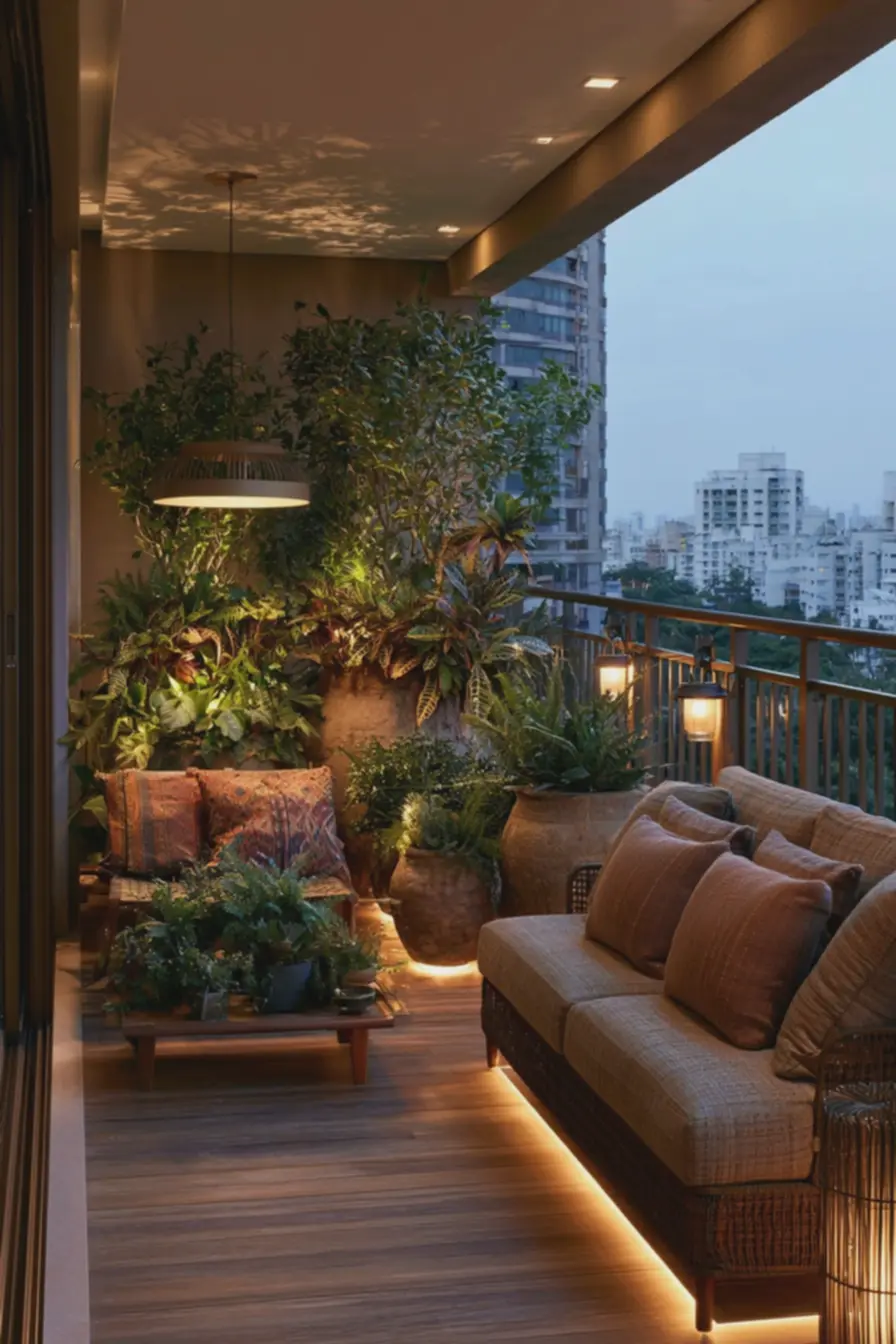 sofa-de-fibras-naturais-com-almofadas-tons-terrosos-luminaria-de-chao-com-luzsuave-criam-atmosfera-aconchegante-sem-luz-direta Iluminação para varanda: criar cantos acolhedores sem obras sofa-de-fibras-naturais-com-almofadas-tons-terrosos-luminaria-de-chao-com-luzsuave-criam-atmosfera-aconchegante-sem-luz-direta Iluminação para varanda: criar cantos acolhedores sem obras