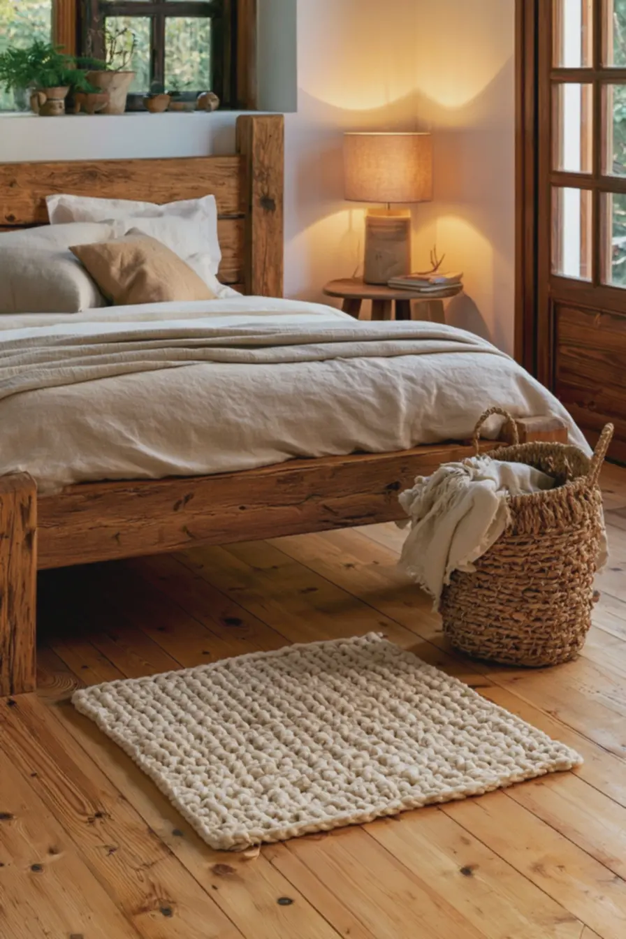 tapete-de-croche-branco-pequeno-ao-lado-de-cama-rustica-em-quarto-com-piso-demadeira-clara Decoração com tapetes de crochê: os detalhes e modelos que deixam sua casa mais linda tapete-de-croche-branco-pequeno-ao-lado-de-cama-rustica-em-quarto-com-piso-demadeira-clara Decoração com tapetes de crochê: os detalhes e modelos que deixam sua casa mais linda