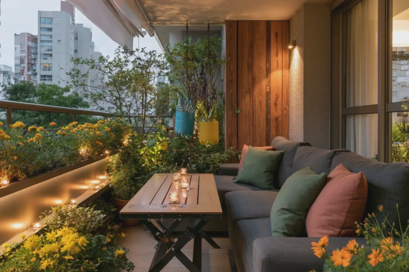 vasos-suspensos-feitos-com-garrafas-pet-reaproveitadas-em-tons-vibrantes-de-azule-amarelo-com-plantas-floridas Decoração de varanda: ideias inesperadas para renovar seu espaço com charme vasos-suspensos-feitos-com-garrafas-pet-reaproveitadas-em-tons-vibrantes-de-azule-amarelo-com-plantas-floridas Decoração de varanda: ideias inesperadas para renovar seu espaço com charme