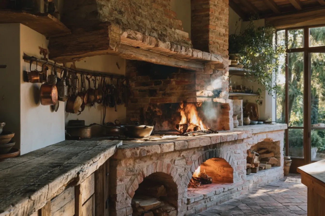 ambiente-acolhedor-com-paredes-neutras-e-utensilios-de-ferro-e-cobre-em-cozinharustica As melhores fotos de fogão a lenha em casa: O estilo feito de tijolos que encanta a todos ambiente-acolhedor-com-paredes-neutras-e-utensilios-de-ferro-e-cobre-em-cozinharustica As melhores fotos de fogão a lenha em casa: O estilo feito de tijolos que encanta a todos