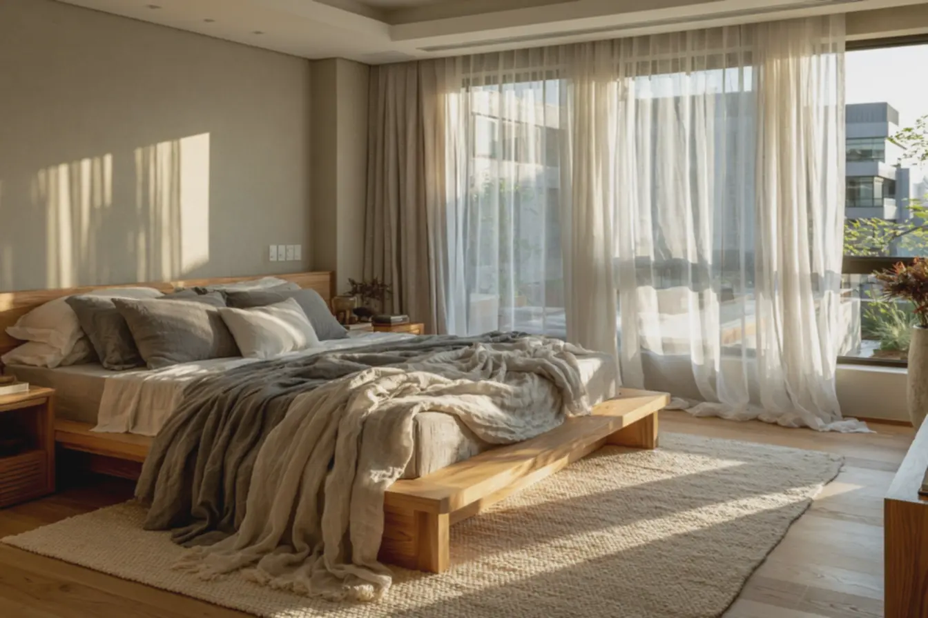ambiente-aconchegante-com-cortina-em-tom-neutro-e-moveis-claros-para-quartoresidencial Cores de cortina para quartos: escolhas que mudam o clima do seu espaço ambiente-aconchegante-com-cortina-em-tom-neutro-e-moveis-claros-para-quartoresidencial Cores de cortina para quartos: escolhas que mudam o clima do seu espaço