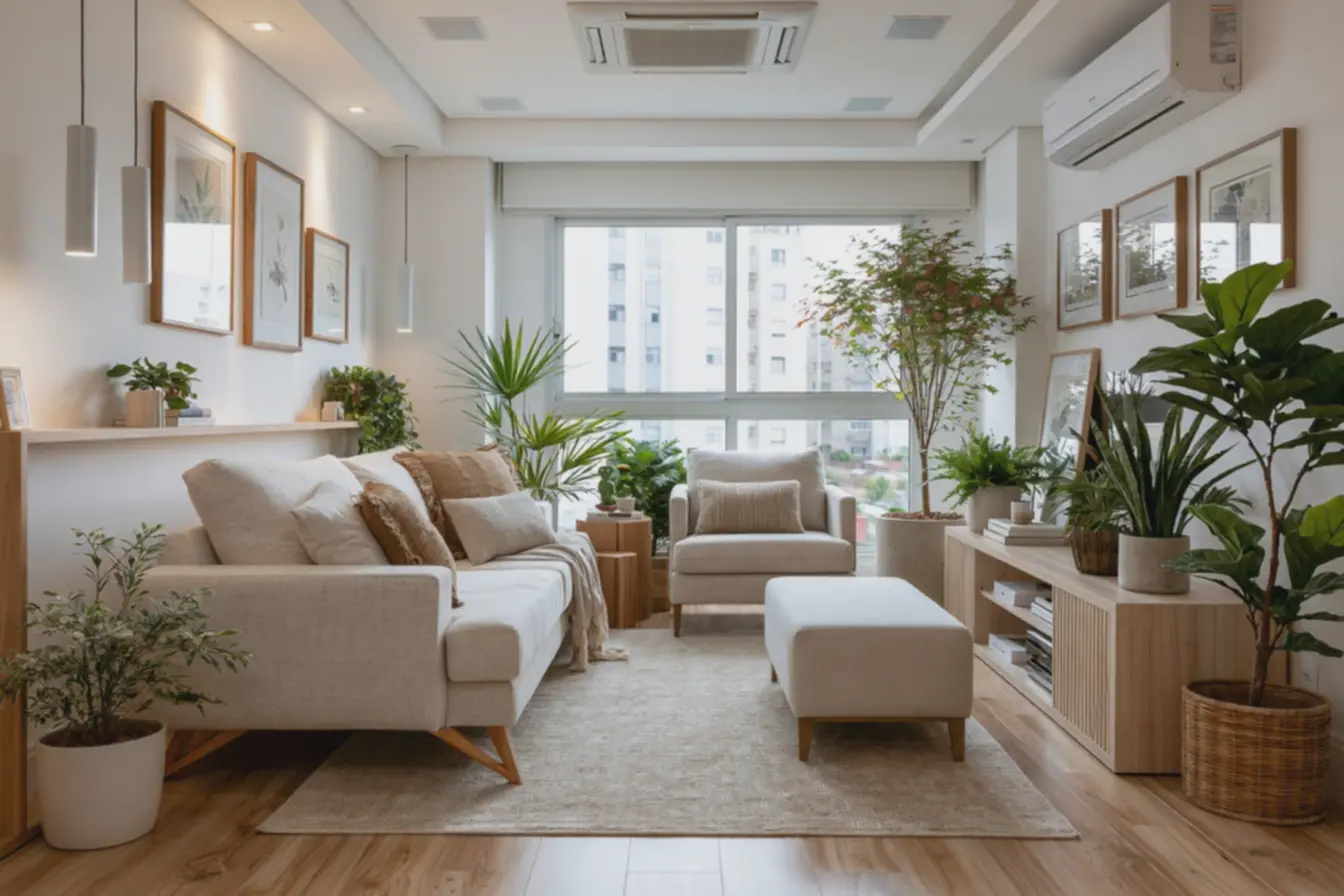 ambiente-contemporaneo-claro-e-fluido-com-tapete-que-cobre-area-frontal-do-sofae-poltrona-integrados Erros de escala que reduzem seu apartamento pequeno — e o que ajustar no mobiliário ambiente-contemporaneo-claro-e-fluido-com-tapete-que-cobre-area-frontal-do-sofae-poltrona-integrados Erros de escala que reduzem seu apartamento pequeno — e o que ajustar no mobiliário