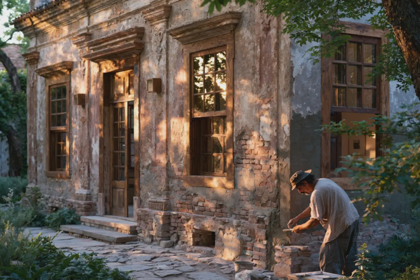 ambiente-cuidado-com-plantas-e-pedras-em-frente-a-casa-antiga-preservada-embairro-tradicional Reparos essenciais e materiais certos para preservar fachadas de casas antigas ambiente-cuidado-com-plantas-e-pedras-em-frente-a-casa-antiga-preservada-embairro-tradicional Reparos essenciais e materiais certos para preservar fachadas de casas antigas