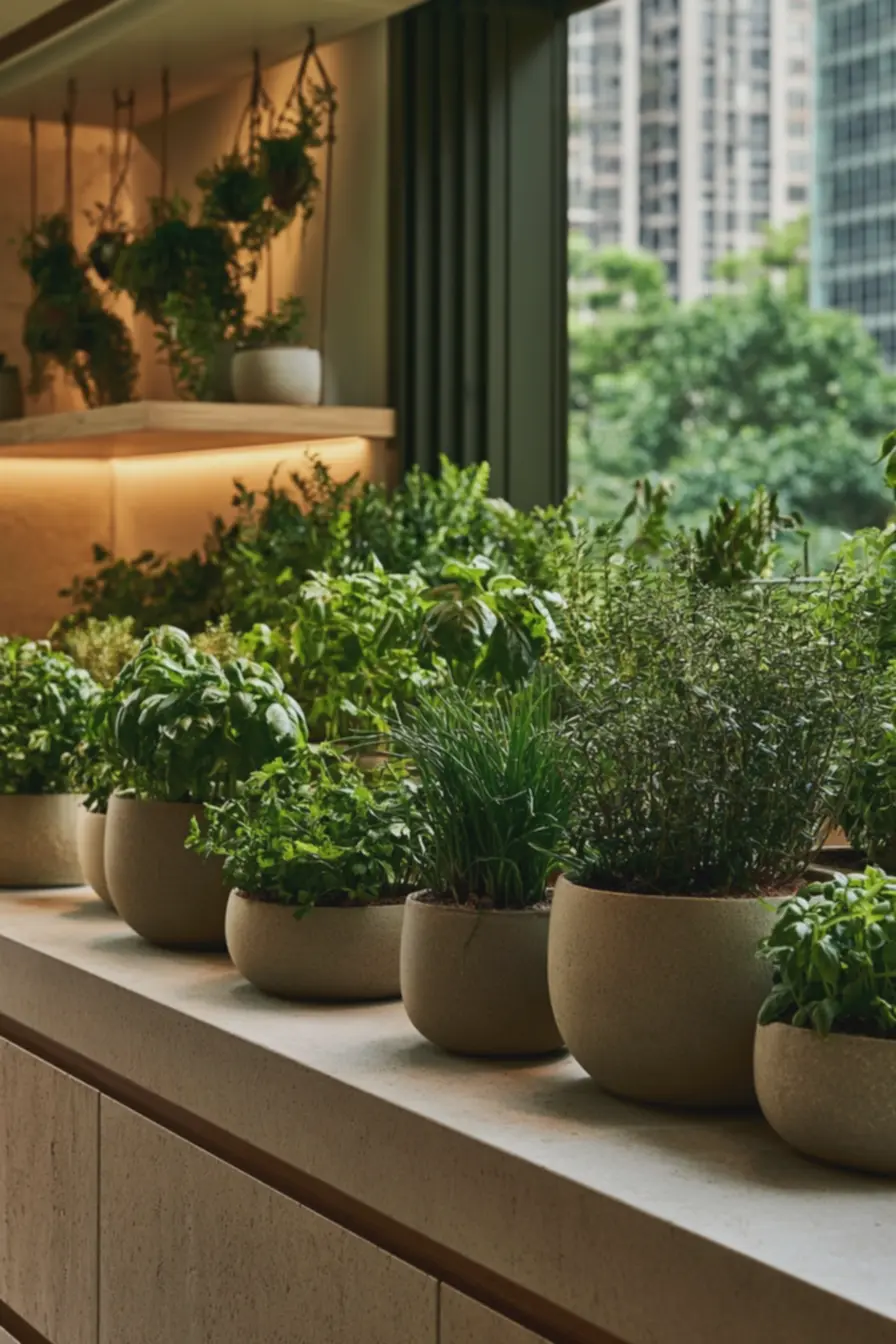 ambiente-de-cozinha-funcional-e-harmonioso-com-bancada-limpa-decorada-com-vasosneutros-e-ervas-frescas Vasos, prateleiras e luz: montar uma horta prática que valoriza a bancada da cozinha ambiente-de-cozinha-funcional-e-harmonioso-com-bancada-limpa-decorada-com-vasosneutros-e-ervas-frescas Vasos, prateleiras e luz: montar uma horta prática que valoriza a bancada da cozinha