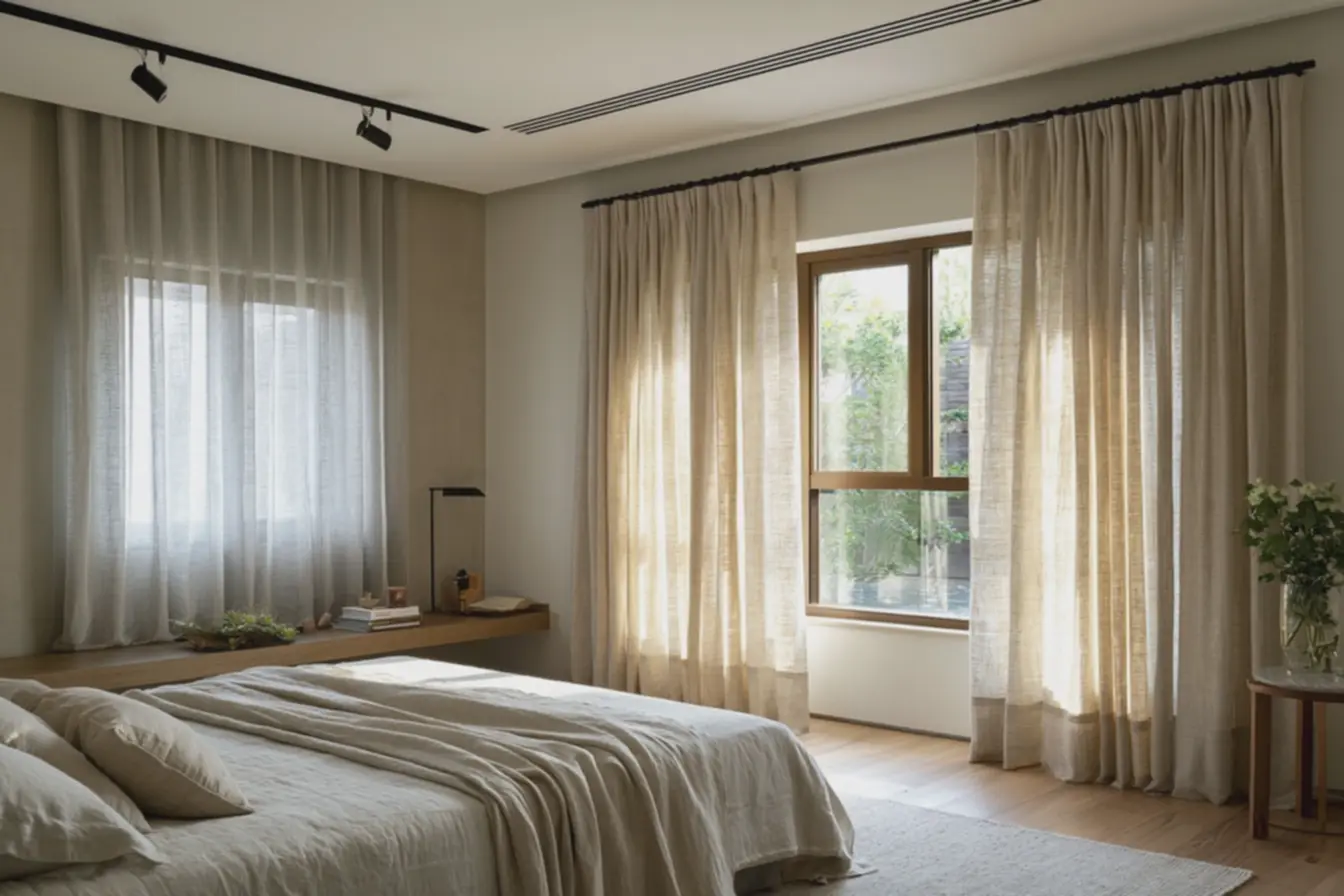ambiente-minimalista-com-cortinas-claras-que-ampliam-espaco-e-aumentamluminosidade-em-quartos-pequenos Cores de cortina para quartos pequenos que ampliam o ambiente sem obras ambiente-minimalista-com-cortinas-claras-que-ampliam-espaco-e-aumentamluminosidade-em-quartos-pequenos Cores de cortina para quartos pequenos que ampliam o ambiente sem obras