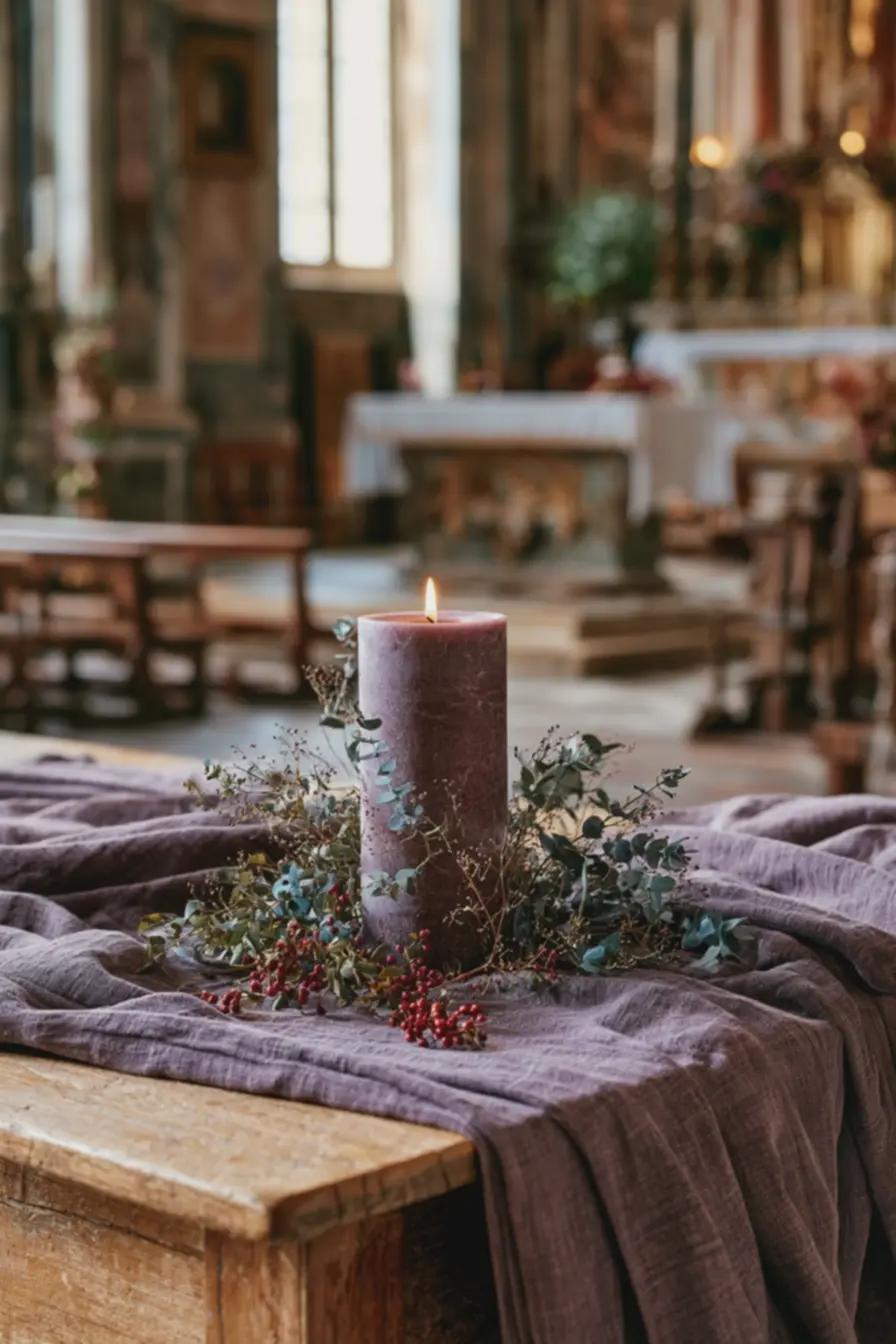 arranjo-central-delicado-na-mesa-de-madeira-clara-com-simbolos-liturgicos-daquaresma Mesas de igreja por estação: arranjos e paleta de cores para cada celebração arranjo-central-delicado-na-mesa-de-madeira-clara-com-simbolos-liturgicos-daquaresma Mesas de igreja por estação: arranjos e paleta de cores para cada celebração
