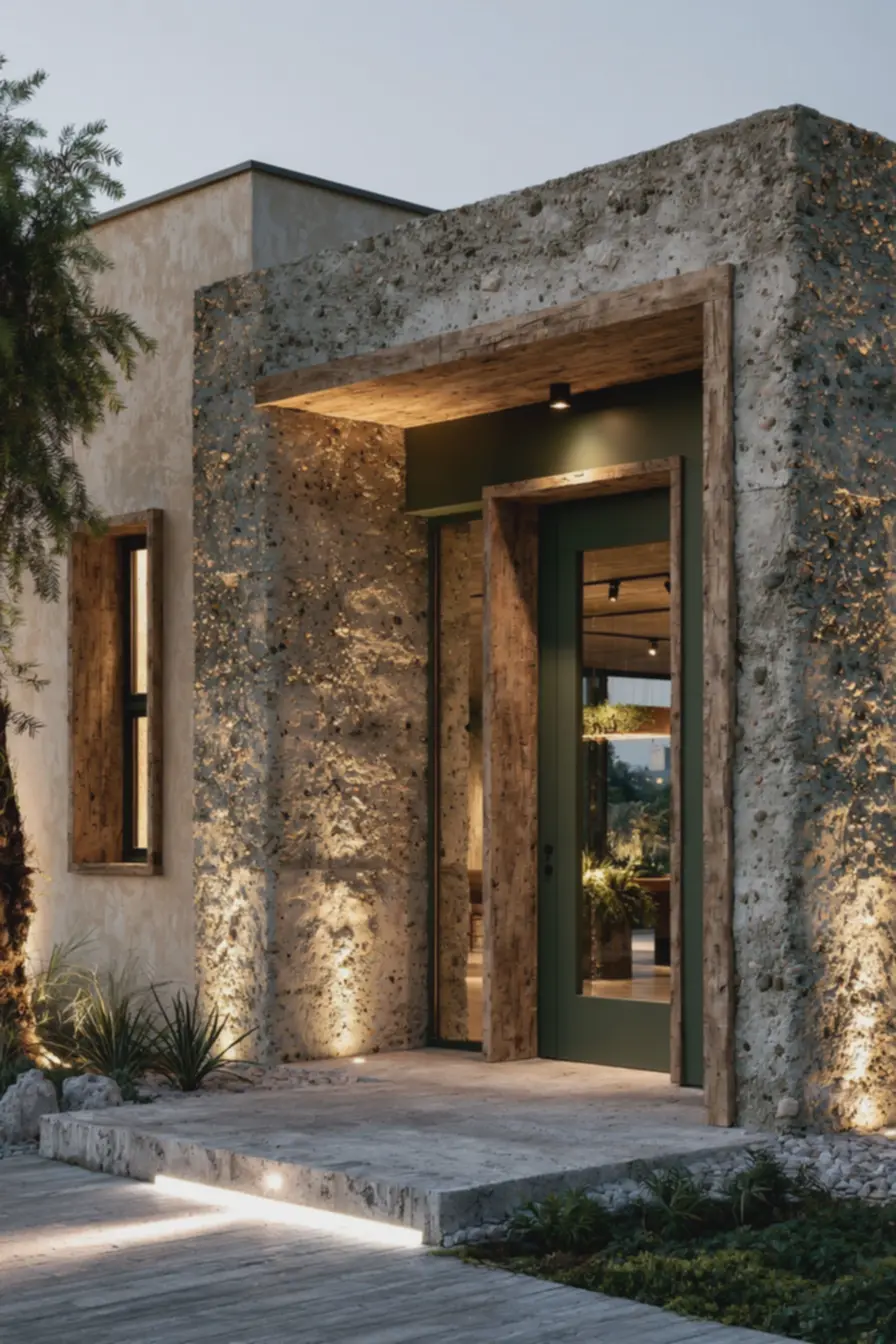 caixilhos-e-moldura-em-madeira-plastica-natural-destacando-detalhes-comiluminacao-led Fachadas modernas para casas simples: ideias que mudam o visual sem complicação caixilhos-e-moldura-em-madeira-plastica-natural-destacando-detalhes-comiluminacao-led Fachadas modernas para casas simples: ideias que mudam o visual sem complicação