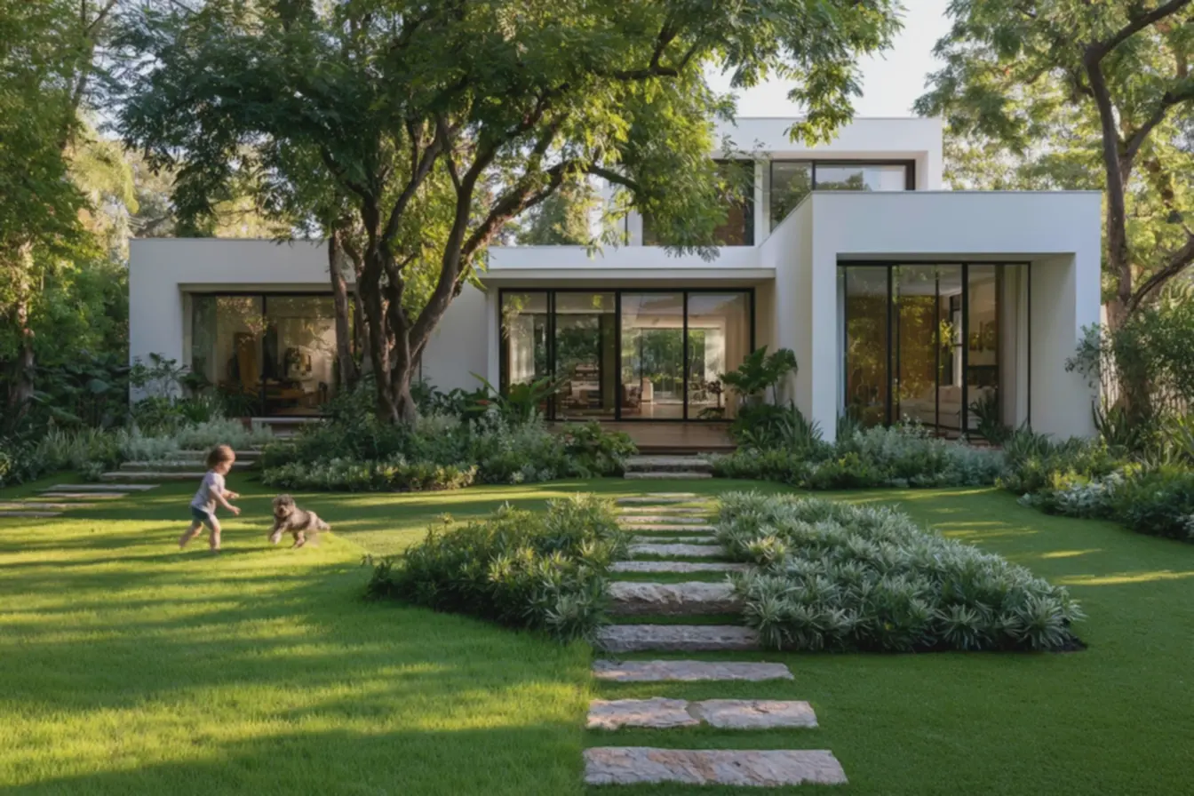 caminho-de-pedras-naturais-contorna-canteiro-com-plantas-ornamentais-verdes-eprata Jardim híbrido: combinar grama natural e artificial para áreas de sol e sombra caminho-de-pedras-naturais-contorna-canteiro-com-plantas-ornamentais-verdes-eprata Jardim híbrido: combinar grama natural e artificial para áreas de sol e sombra