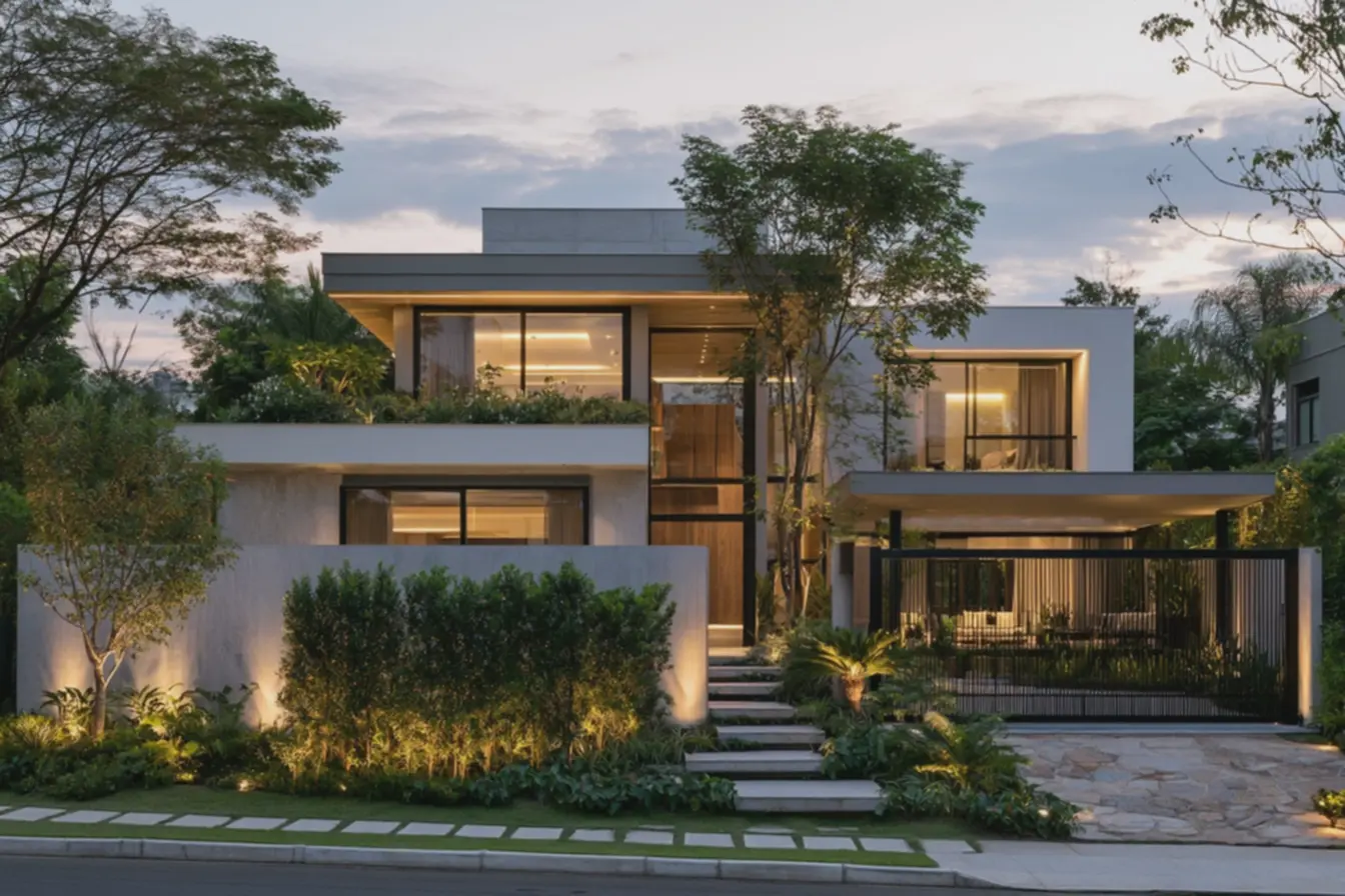 combinacao-de-materiais-que-define-personalidade-acolhedora-moderna-e-segura-nafrente-da-casa Muro baixo, cerca viva ou grade: qual solução valoriza melhor a frente da casa? combinacao-de-materiais-que-define-personalidade-acolhedora-moderna-e-segura-nafrente-da-casa Muro baixo, cerca viva ou grade: qual solução valoriza melhor a frente da casa?
