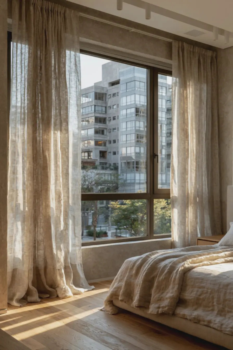cortina-leve-em-tom-bege-quase-igual-a-parede-filtrando-luz-natural-suave-emquarto-pequeno-e-arejado Cores de cortina para quartos pequenos que ampliam o ambiente sem obras cortina-leve-em-tom-bege-quase-igual-a-parede-filtrando-luz-natural-suave-emquarto-pequeno-e-arejado Cores de cortina para quartos pequenos que ampliam o ambiente sem obras