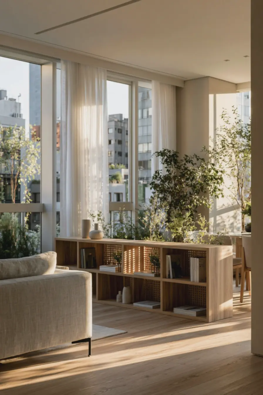 decoracao-minimalista-com-elementos-que-criam-amplitude-visual-em-apartamentopequeno-com-cores-neutras Setorização com móveis para apartamentos pequenos: áreas distintas sem paredes decoracao-minimalista-com-elementos-que-criam-amplitude-visual-em-apartamentopequeno-com-cores-neutras Setorização com móveis para apartamentos pequenos: áreas distintas sem paredes
