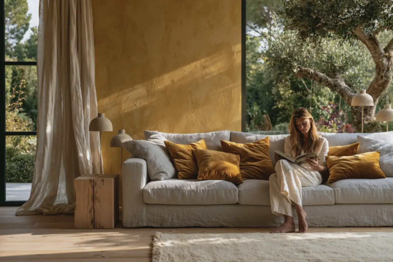 decoracao-residencial-com-parede-texturizada-amarela-sofa-de-linho-almofadasmostarda-e-iluminacao-em-latao-para-ambiente-confortavel Decoração em tons de amarelo: o segredo para ambientes que irradiam vida e elegância decoracao-residencial-com-parede-texturizada-amarela-sofa-de-linho-almofadasmostarda-e-iluminacao-em-latao-para-ambiente-confortavel Decoração em tons de amarelo: o segredo para ambientes que irradiam vida e elegância