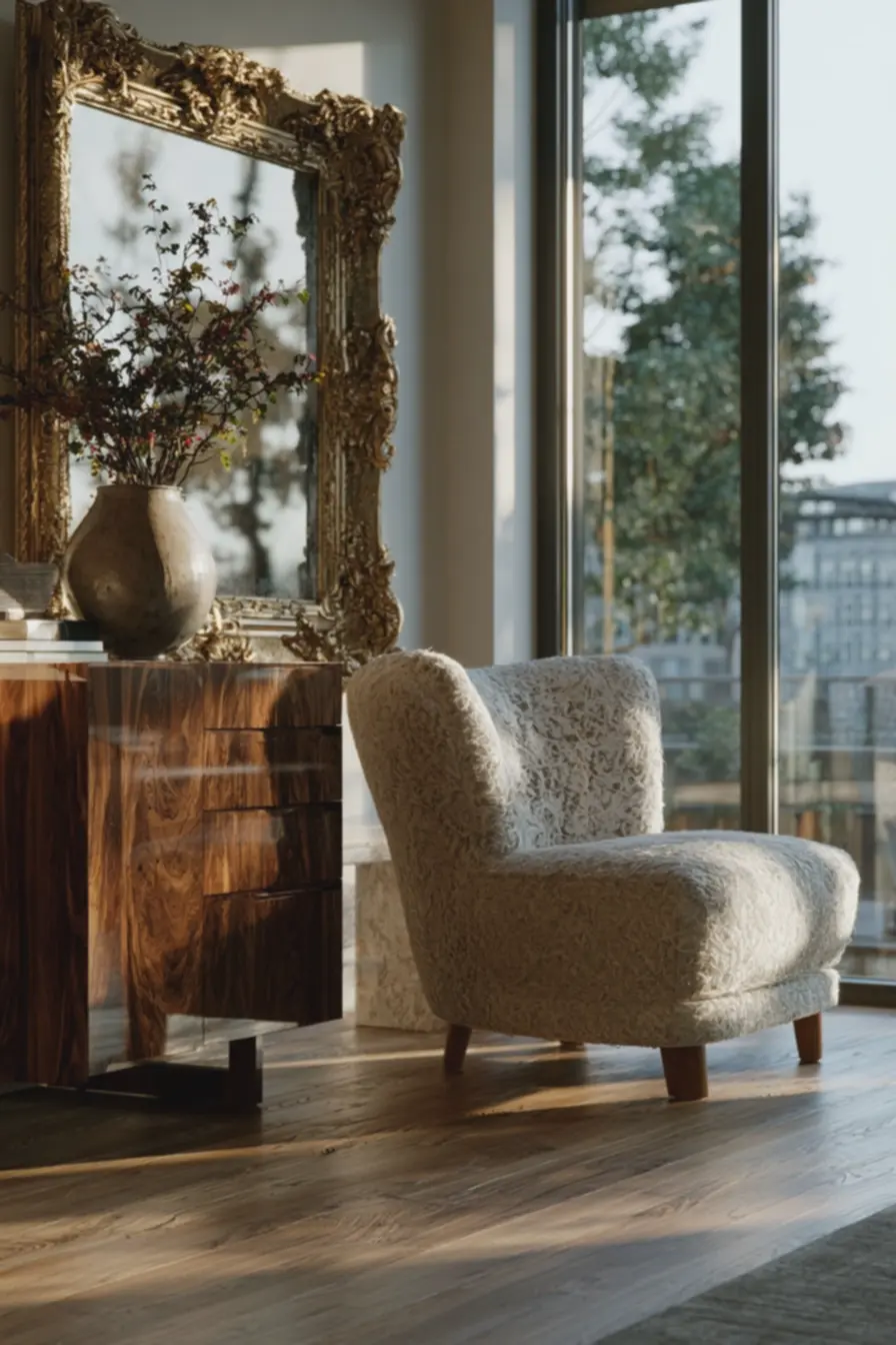 detalhe-de-decoracao-com-aparador-de-madeira-laqueada-brilhante-ao-lado-depoltrona-estofada-com-tecido-peludo-e-rendado Equilíbrio x Excesso: quando a mistura de estilos torna a decoração enjoativa detalhe-de-decoracao-com-aparador-de-madeira-laqueada-brilhante-ao-lado-depoltrona-estofada-com-tecido-peludo-e-rendado Equilíbrio x Excesso: quando a mistura de estilos torna a decoração enjoativa