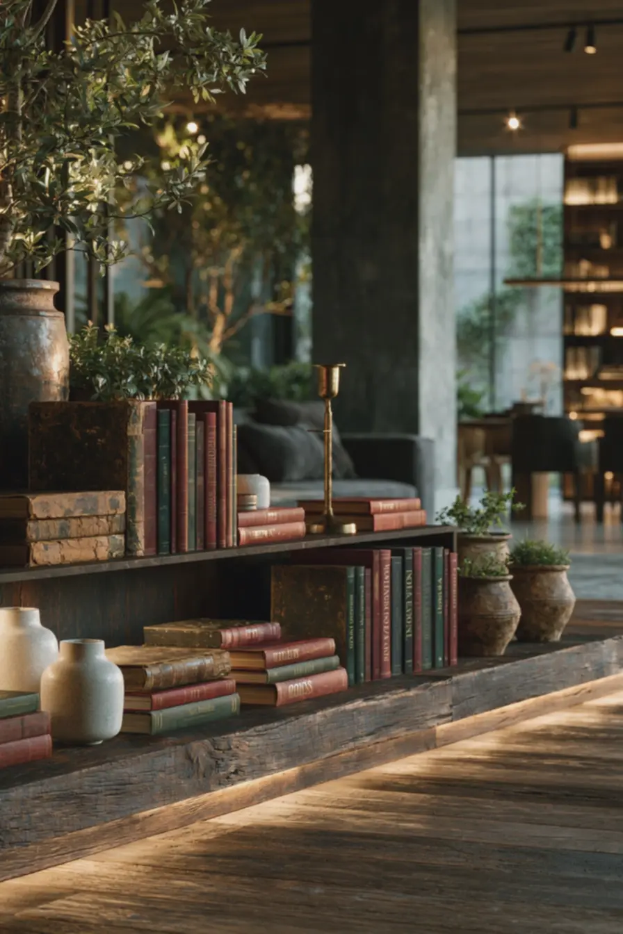 detalhe-de-prateleira-com-livros-de-capas-de-couro-envelhecidas-e-objetosdecorativos-em-escritorio Decorar com livros: ideias inesperadas para dar personalidade ao seu espaço detalhe-de-prateleira-com-livros-de-capas-de-couro-envelhecidas-e-objetosdecorativos-em-escritorio Decorar com livros: ideias inesperadas para dar personalidade ao seu espaço