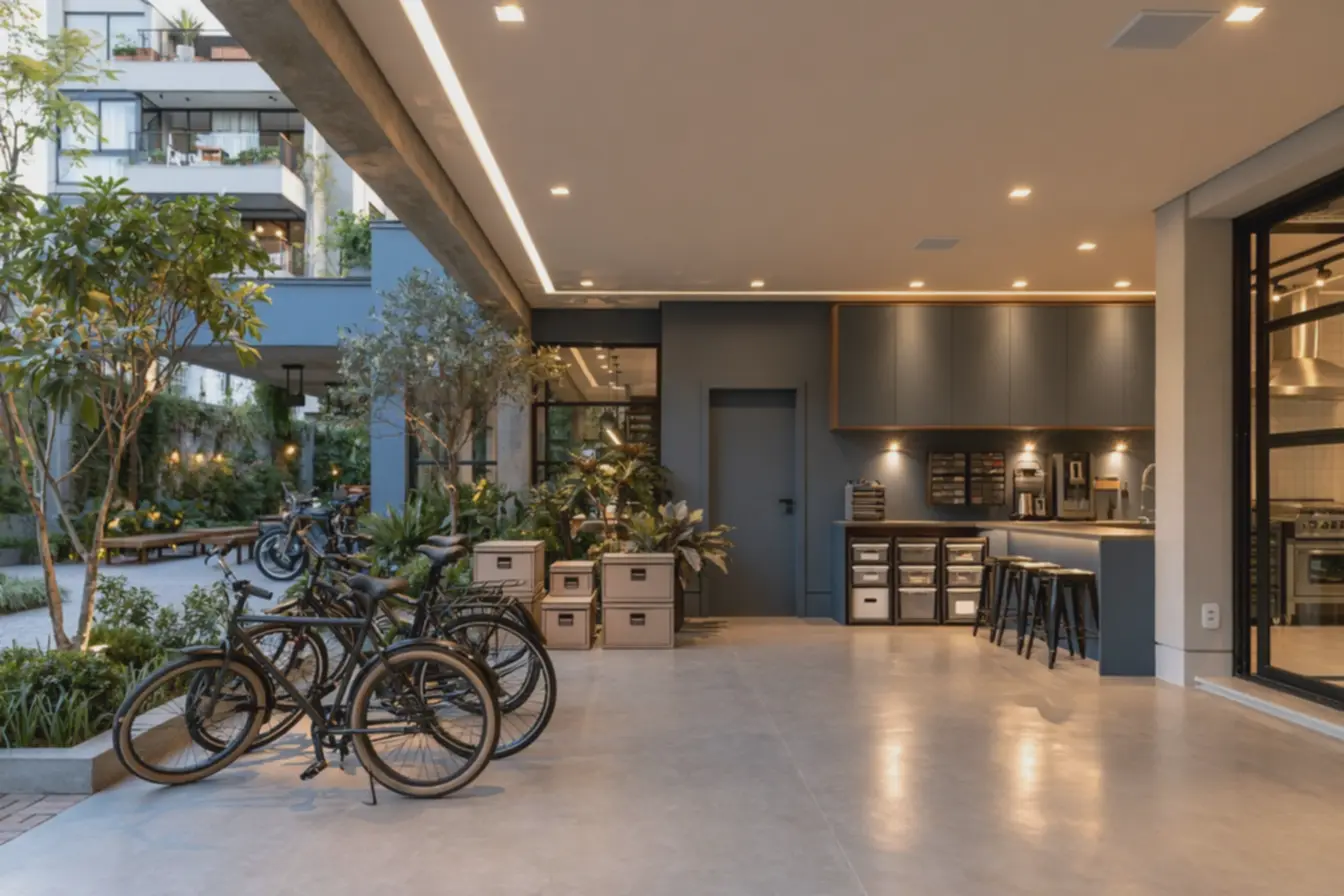 espaco-com-bicicletas-boxes-organizadores-e-bancada-iluminados-por-spots-friosem-piso-cinza-acetinado Iluminação e cor elevam a sensação de espaço em garagens pequenas espaco-com-bicicletas-boxes-organizadores-e-bancada-iluminados-por-spots-friosem-piso-cinza-acetinado Iluminação e cor elevam a sensação de espaço em garagens pequenas