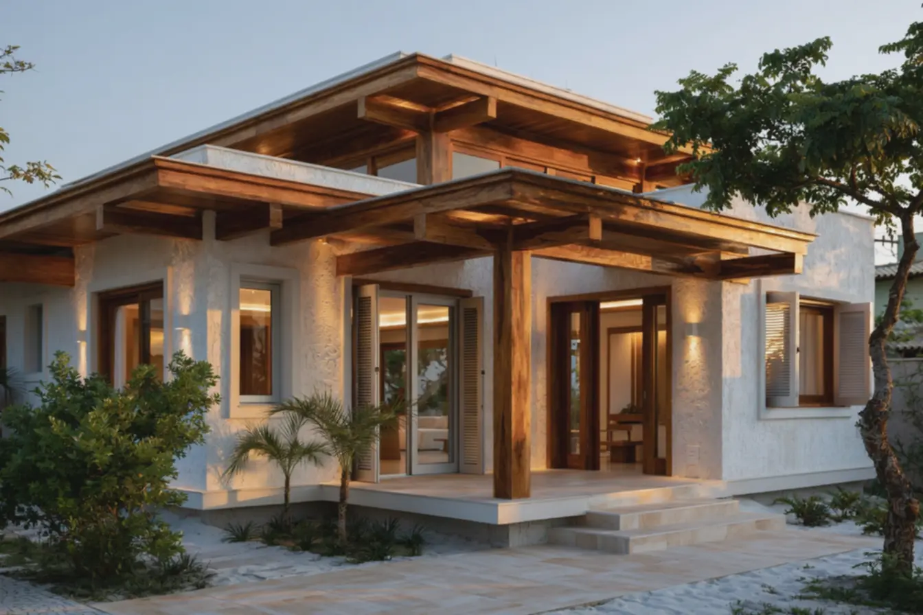 fachada-de-casa-de-praia-simples-com-revestimento-cimenticio-offwhite-e-beiraislargos-em-madeira-tratada Fachadas de casas de praia simples: ideias que renovam seu refúgio à beira-mar fachada-de-casa-de-praia-simples-com-revestimento-cimenticio-offwhite-e-beiraislargos-em-madeira-tratada Fachadas de casas de praia simples: ideias que renovam seu refúgio à beira-mar