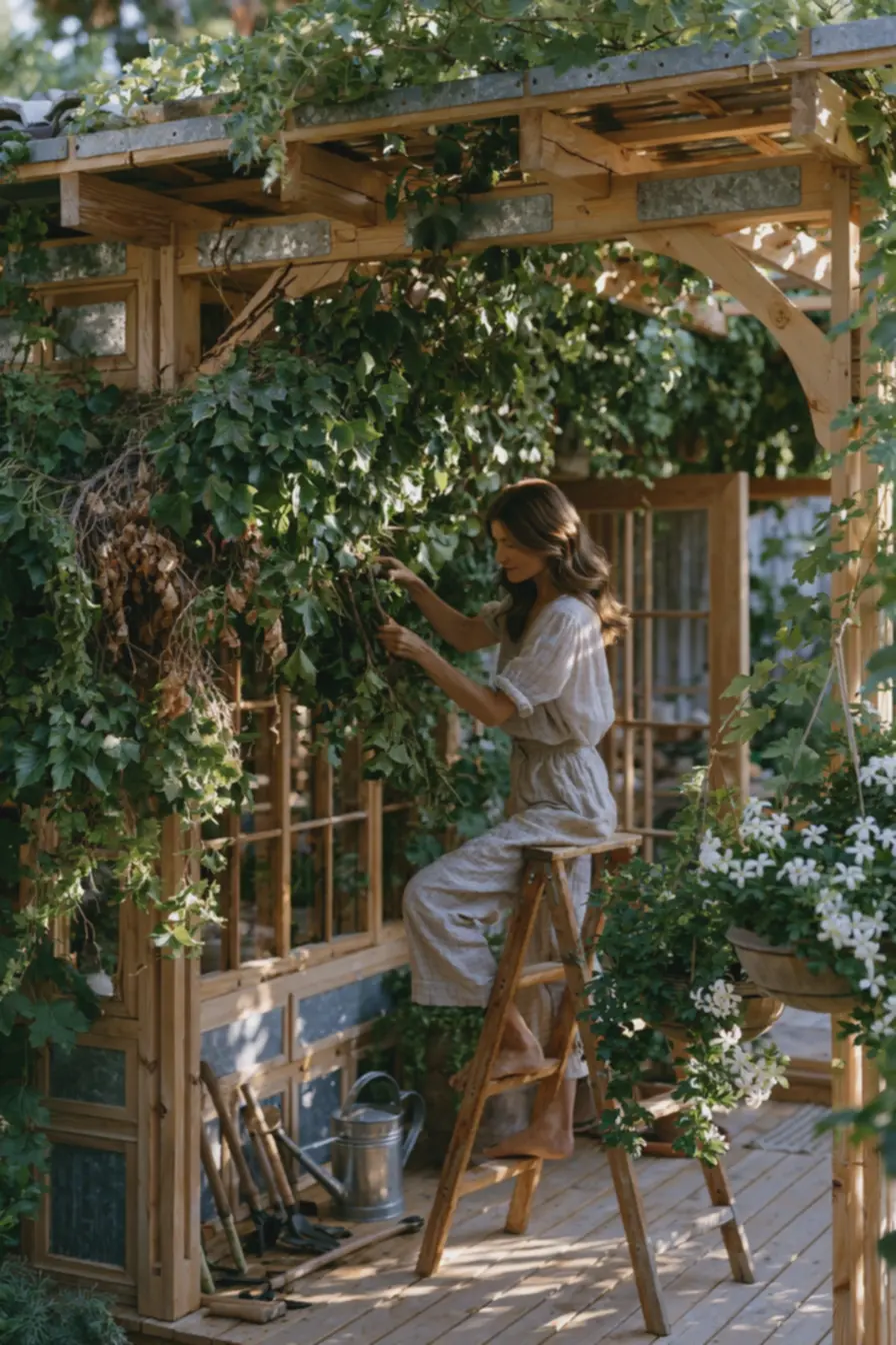 ferramentas-de-jardinagem-e-regador-perto-de-vasos-suspensos-com-madressilvacuidada Plantas que valorizam pergolado de madeira: sombra, privacidade e cor no quintal ferramentas-de-jardinagem-e-regador-perto-de-vasos-suspensos-com-madressilvacuidada Plantas que valorizam pergolado de madeira: sombra, privacidade e cor no quintal