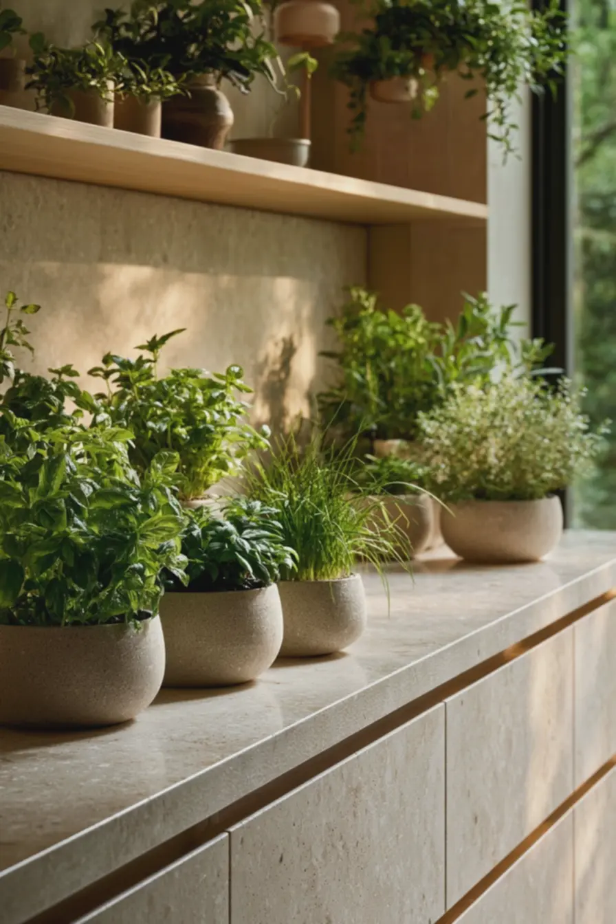 horta-de-ervas-frescas-em-vasos-de-ceramica-fosca-sobre-bancada-clara-de-cozinhaorganizada Vasos, prateleiras e luz: montar uma horta prática que valoriza a bancada da cozinha horta-de-ervas-frescas-em-vasos-de-ceramica-fosca-sobre-bancada-clara-de-cozinhaorganizada Vasos, prateleiras e luz: montar uma horta prática que valoriza a bancada da cozinha