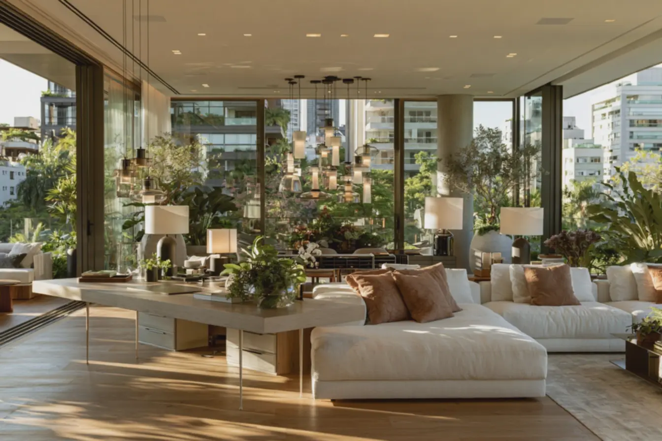 iluminacao-contemporanea-com-luminarias-pendentes-controle-de-intensidade-etemperatura-de-cor Salas flexíveis: móveis e iluminação que equilibram morar e trabalhar em casa iluminacao-contemporanea-com-luminarias-pendentes-controle-de-intensidade-etemperatura-de-cor Salas flexíveis: móveis e iluminação que equilibram morar e trabalhar em casa