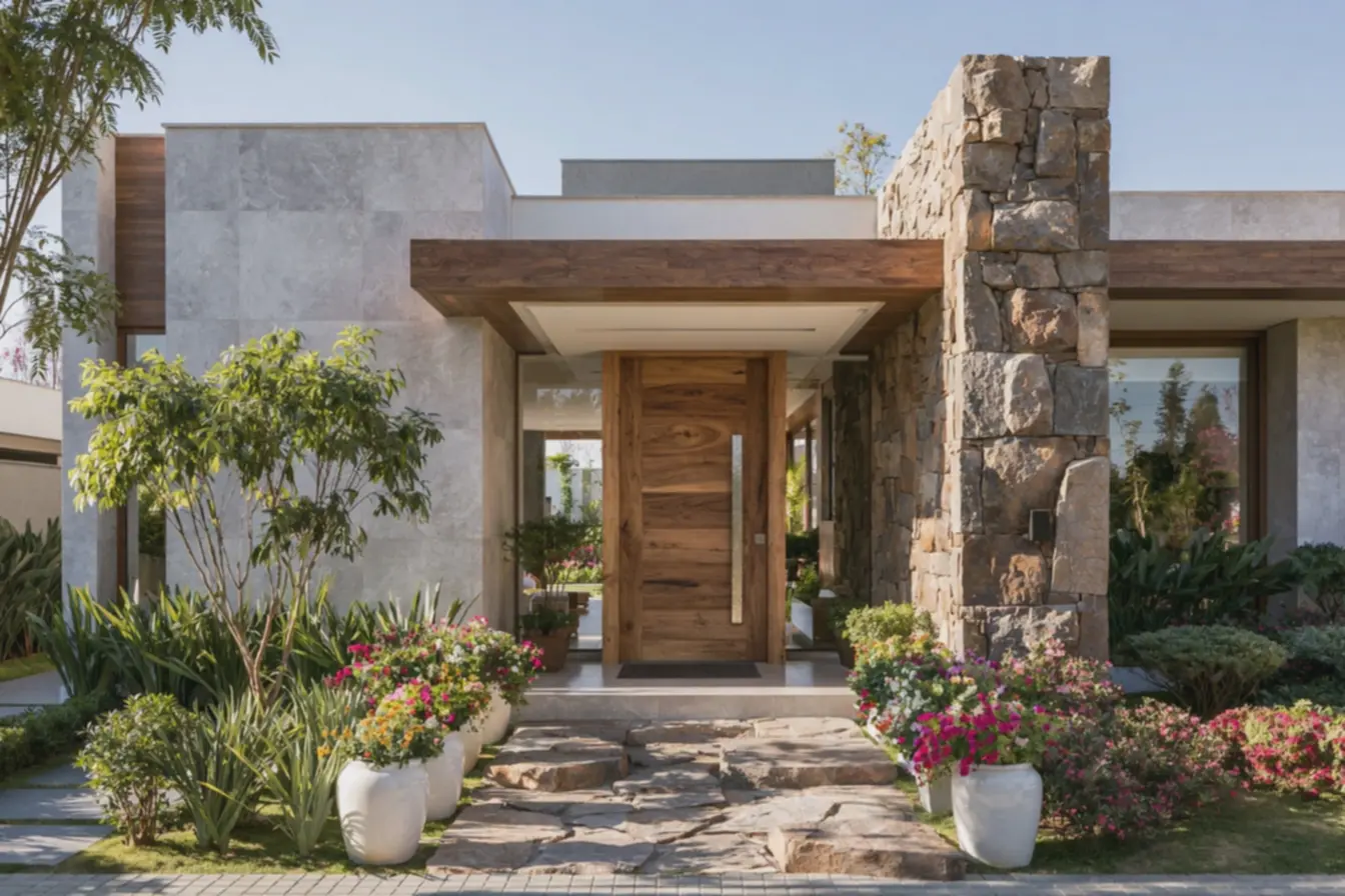 jardim-frontal-com-plantas-verdes-flores-coloridas-vasos-ceramicos-brancos-juntoa-caminho-de-pedras Frente de casa com revestimentos: ideias que renovam e valorizam seu lar jardim-frontal-com-plantas-verdes-flores-coloridas-vasos-ceramicos-brancos-juntoa-caminho-de-pedras Frente de casa com revestimentos: ideias que renovam e valorizam seu lar