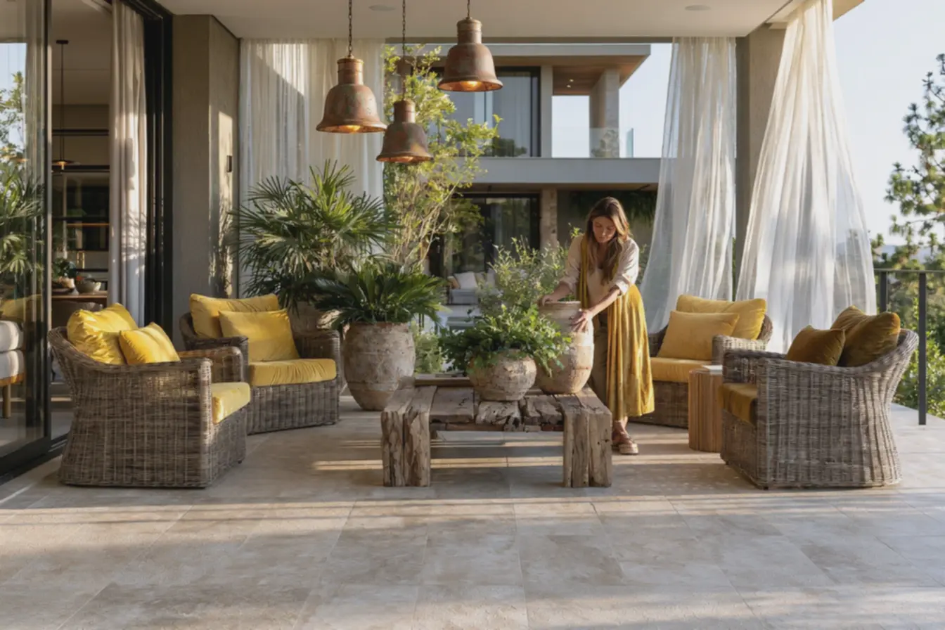 mesa-de-madeira-de-demolicao-e-vasos-com-plantas-verdes-em-varanda-decorada-comtons-amarelos-e-iluminacao-ambar Decoração em tons de amarelo: o segredo para ambientes que irradiam vida e elegância mesa-de-madeira-de-demolicao-e-vasos-com-plantas-verdes-em-varanda-decorada-comtons-amarelos-e-iluminacao-ambar Decoração em tons de amarelo: o segredo para ambientes que irradiam vida e elegância