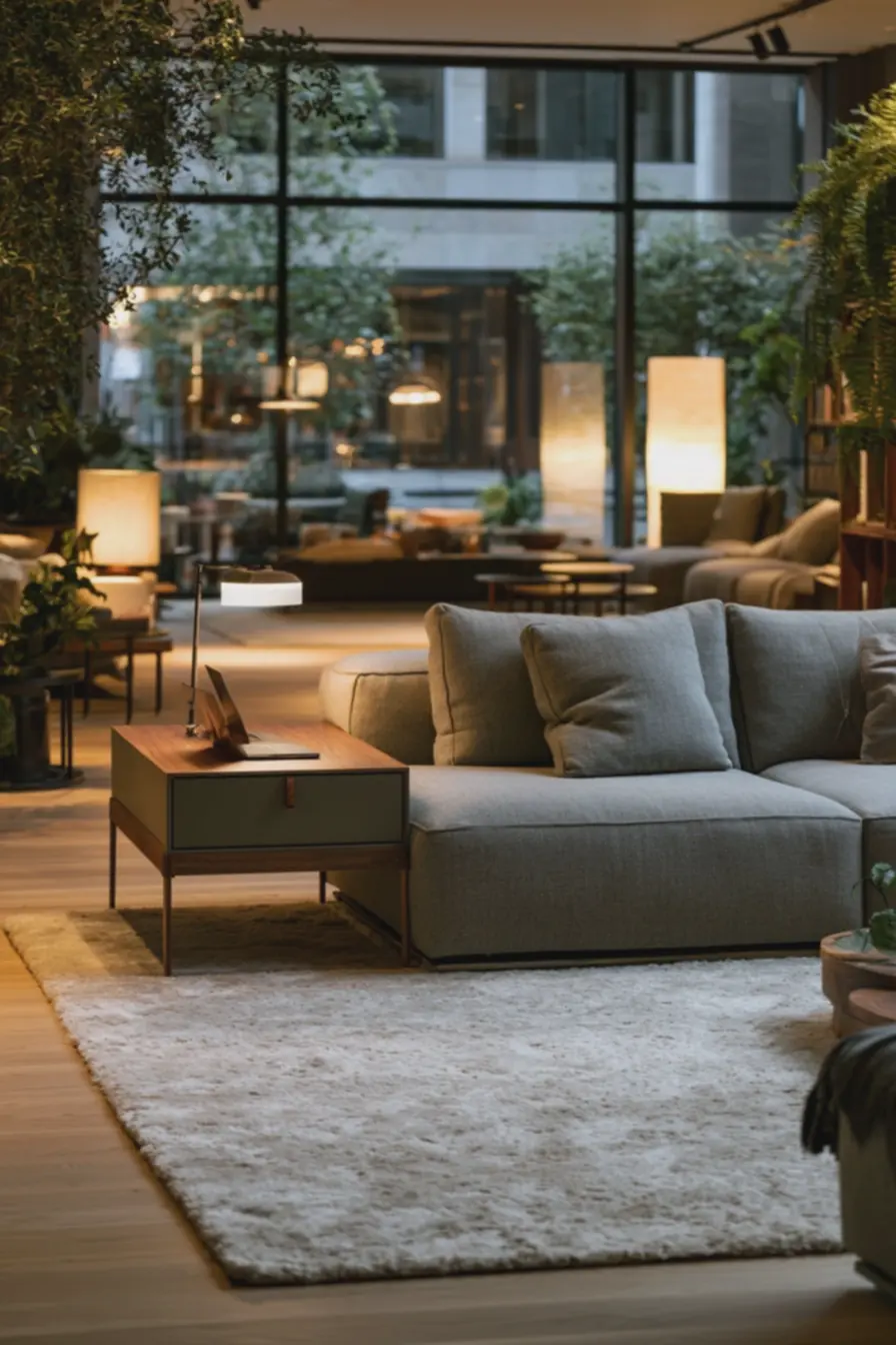 mesa-de-trabalho-lateral-a-sofa-com-luminaria-de-mesa-e-tapete-claro-ambienteacolhedor-e-funcional Salas flexíveis: móveis e iluminação que equilibram morar e trabalhar em casa mesa-de-trabalho-lateral-a-sofa-com-luminaria-de-mesa-e-tapete-claro-ambienteacolhedor-e-funcional Salas flexíveis: móveis e iluminação que equilibram morar e trabalhar em casa
