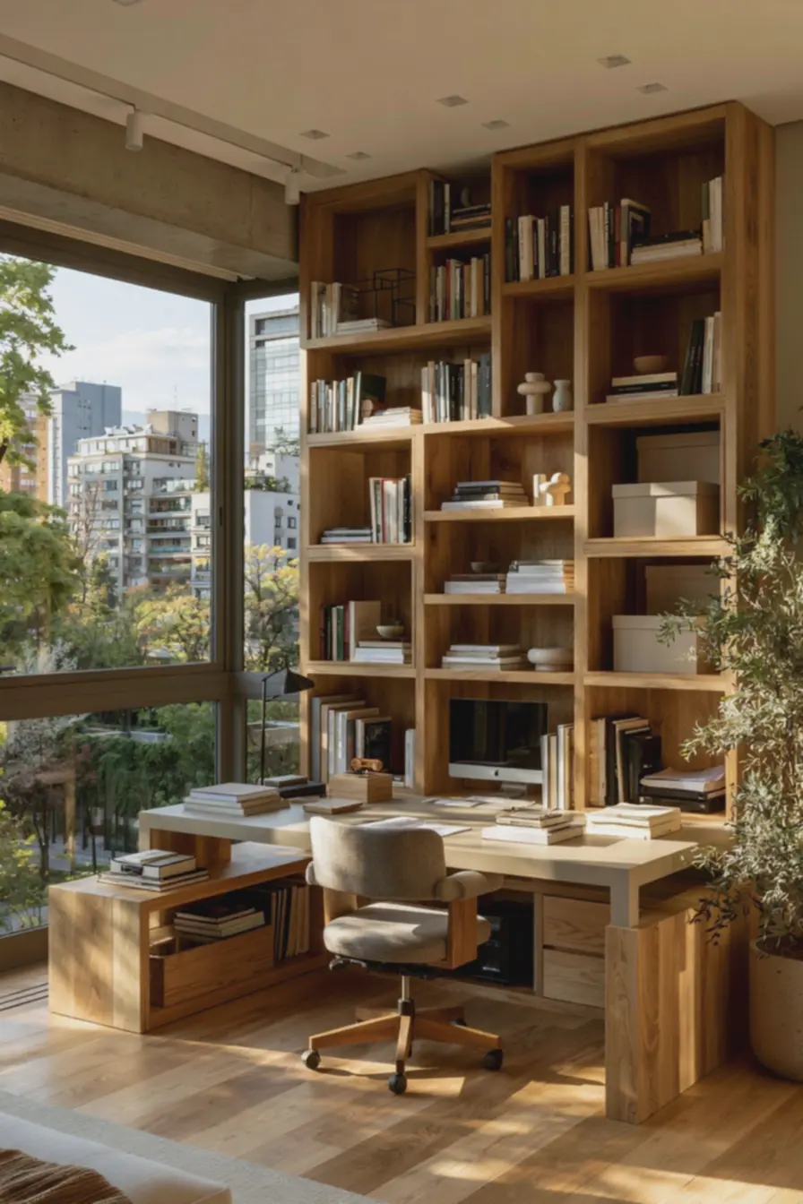 mesa-espacosa-livre-de-bagunca-com-prateleiras-na-altura-dos-olhos-facilitando-oacesso-a-materiais-usados-diariamente Organização vertical para cantinho dos estudos: prateleiras que liberam a mesa e a mente mesa-espacosa-livre-de-bagunca-com-prateleiras-na-altura-dos-olhos-facilitando-oacesso-a-materiais-usados-diariamente Organização vertical para cantinho dos estudos: prateleiras que liberam a mesa e a mente